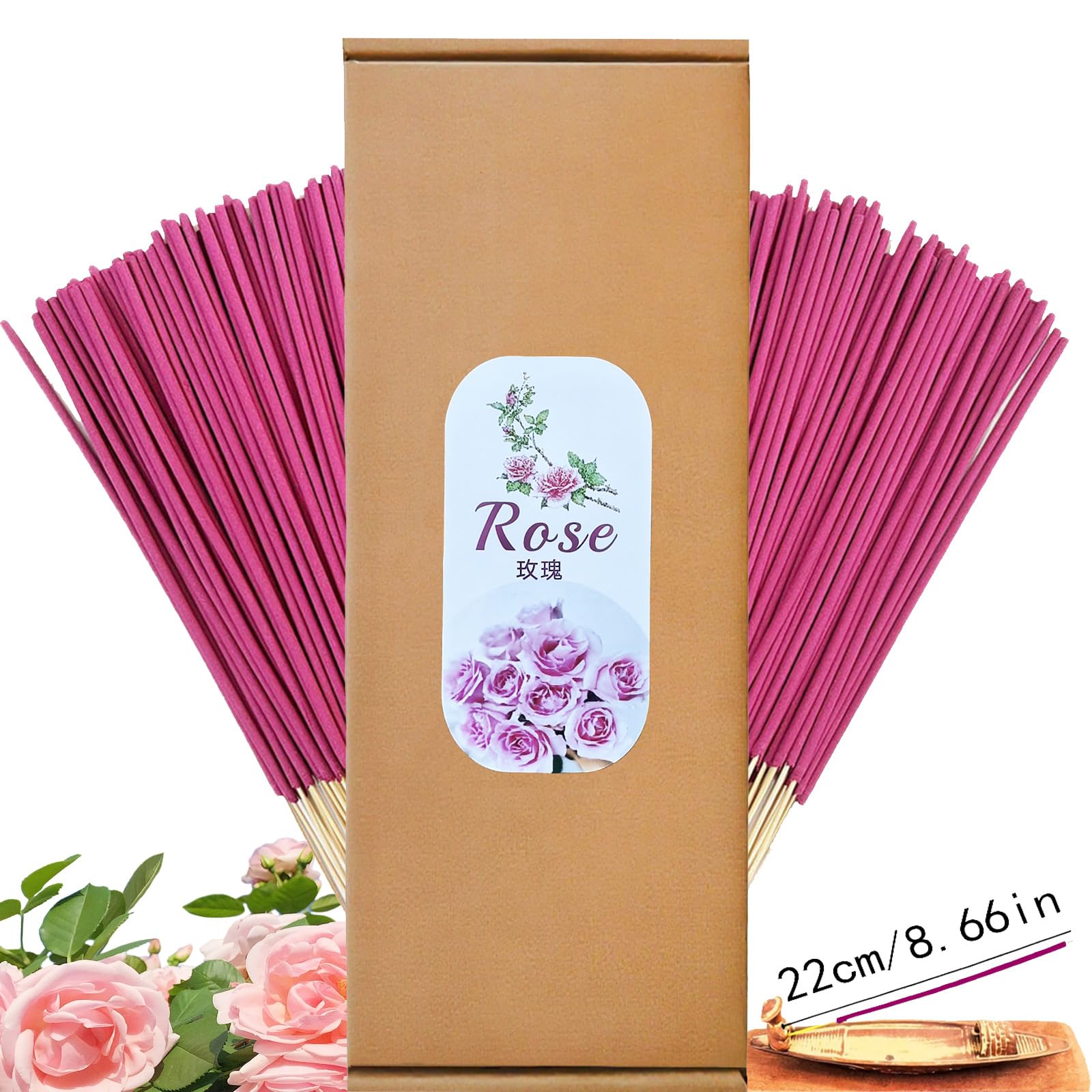 Rose Incense Sticks 100 Sticks Natural Long-Lasting Fragrance for Home Office Yoga Room Tea Room Temple Gift,Meditation Gifts – Spritual Cleansing