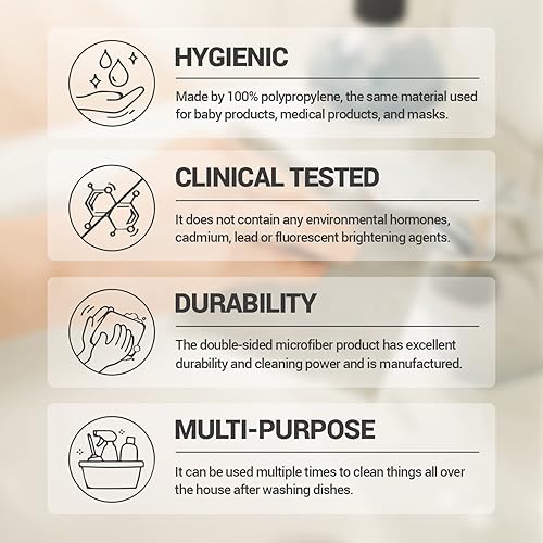 Miniatura 10 de DEARCUS Gray One Day Scrubber - Paños de cocina sin olor para lavar utensilios, utensilios de cocina y placa de cocina, paños de limpieza multiusos