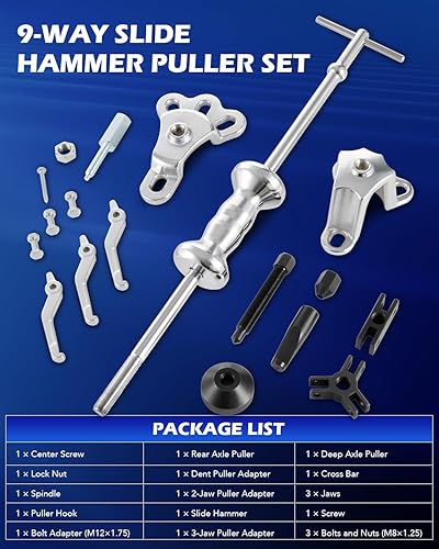 Miniatura 2 de Orion Motor Tech - Juego de martillo deslizante y extractor de 9 vías internoexterno, tiradores de bujes, ejes axiales de rueda trasera,