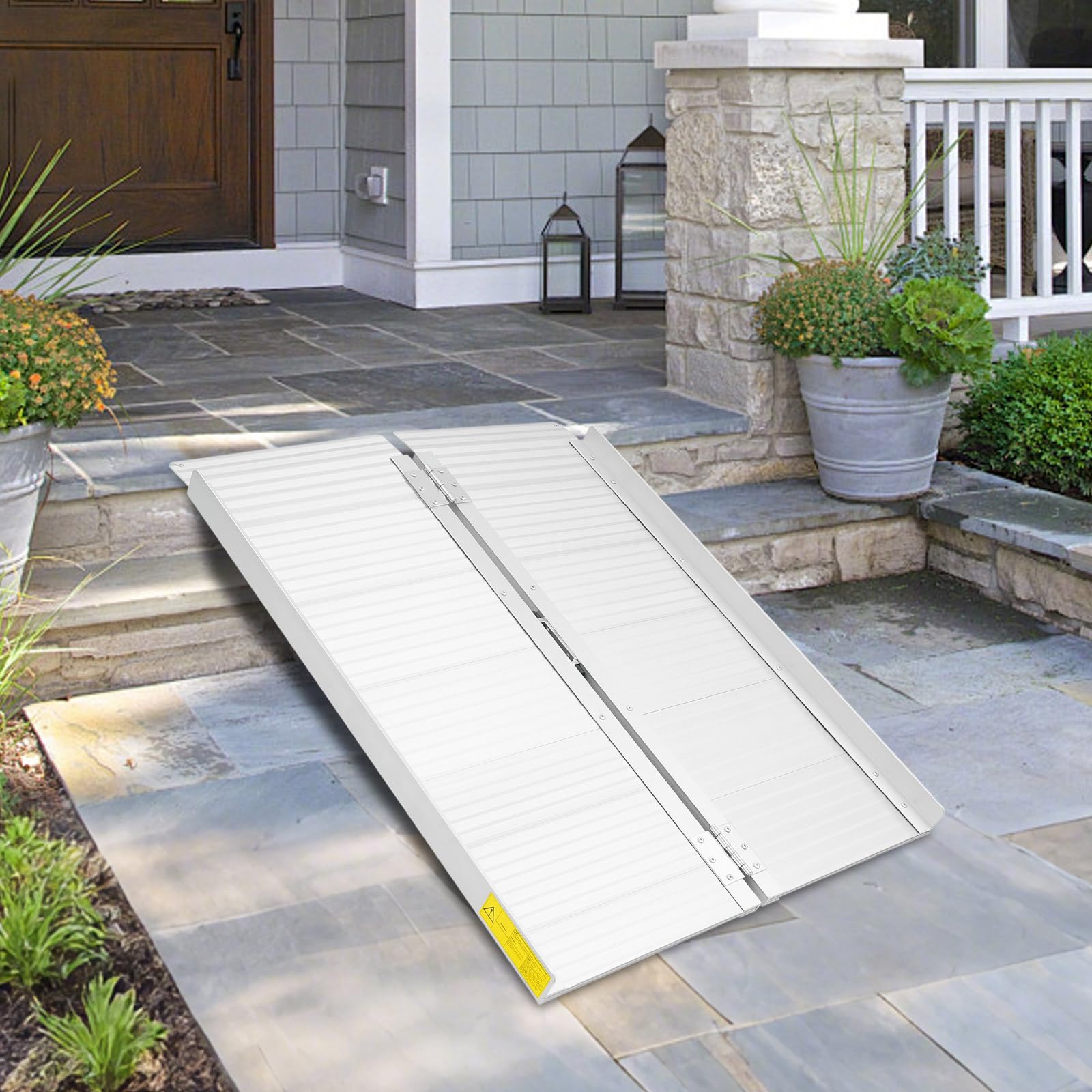 Rampa plegable para silla de ruedas, 90 x 73 cm, capacidad de carga de 300 kg, antideslizante y portátil, para peldaños, escaleras, umbrales, sillas de ruedas, scooters, carros de mano
