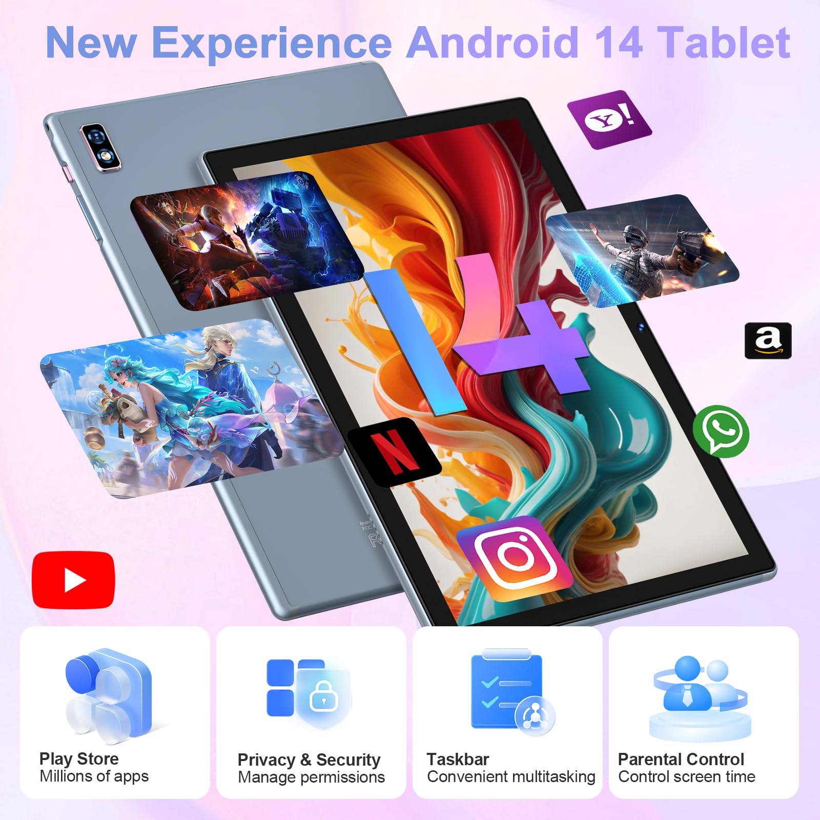 2025 Newest Tablet Android 14 Tablet PC 10.1 Pollici, 22GB RAM+128GB ROM(TF 2TB), Octa Core 2.0Ghz/5G+2.4G WiFi/8000mAh/Widevine L1/BT5.0/8MP+5MP/GPS/Widgets/GMS Tablet con Tastiera e Mouse - Grigio