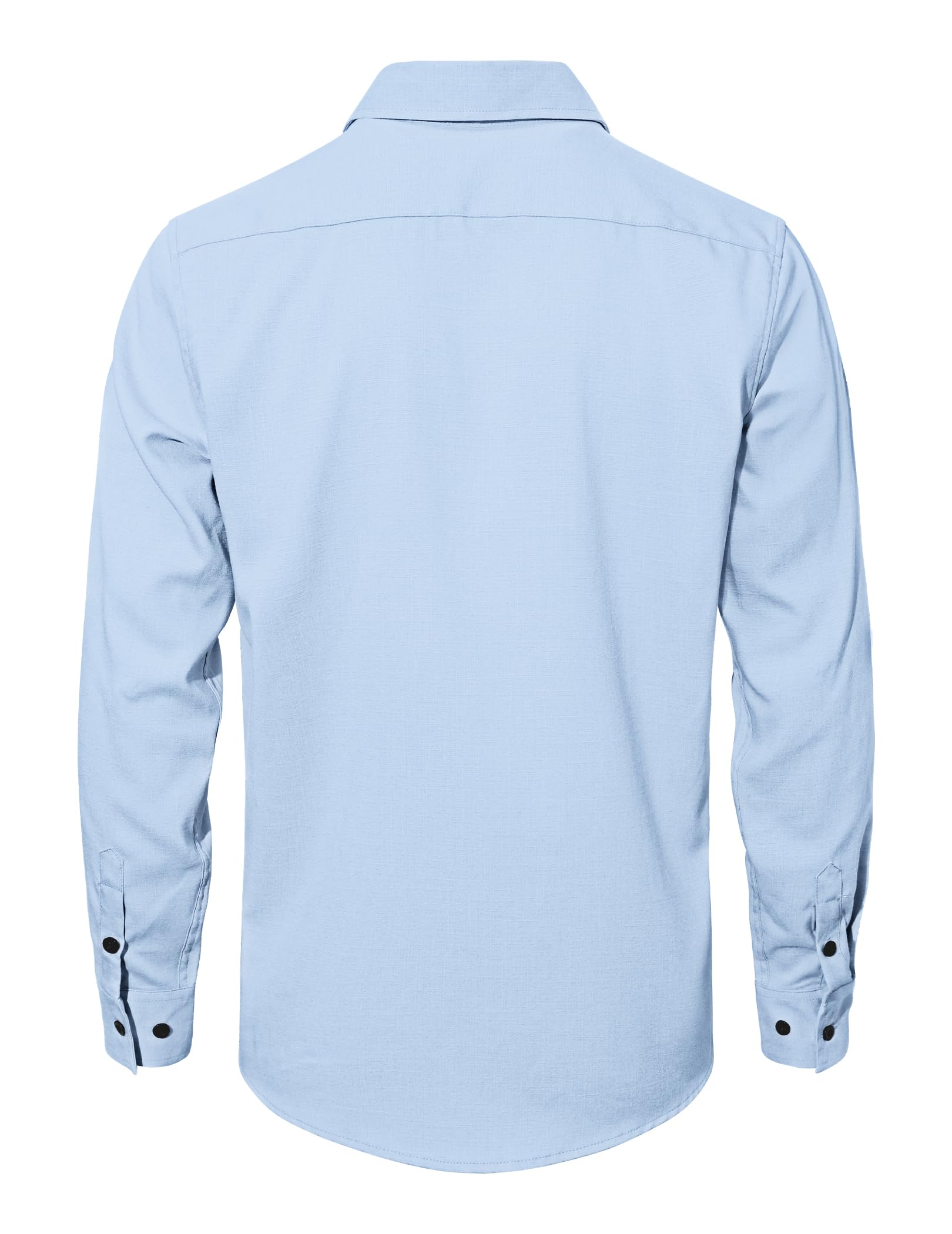 TARAINYA Camicia Uomo Lino Manica Lunga Estiva Regular Fit con Bottoni Nascosti