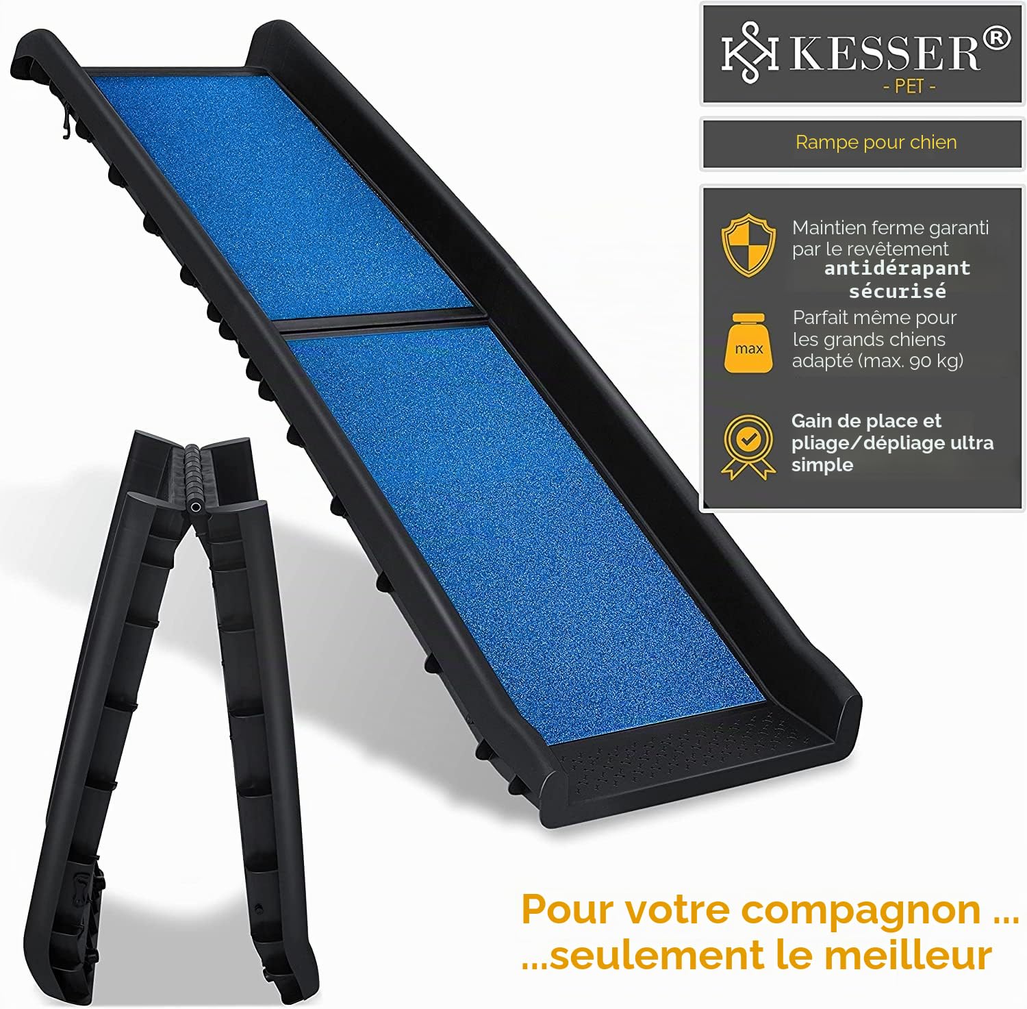 KESSER® Rampe pour Chien | Escalier pour Chien | Rampe Automatique pour Chien | Rampe de Coffre de Voiture Pliable automatiquement pour Animaux de Compagnie