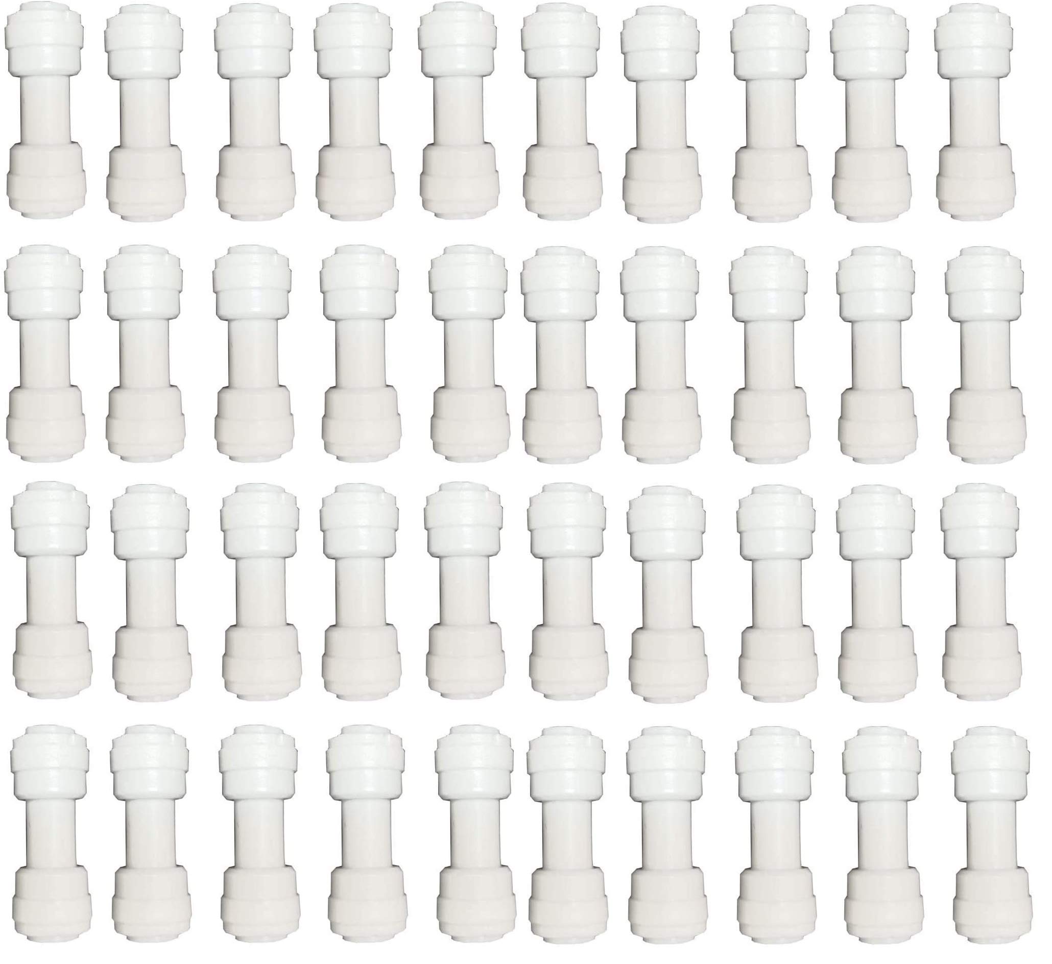 Plastic 1/4 Inch (6mm) 2 Way Quick Connect Push Fit type I Shape (Straight) Connector for RO Water Purifier Tube Fitting, Pack of 40 (White)-image-14