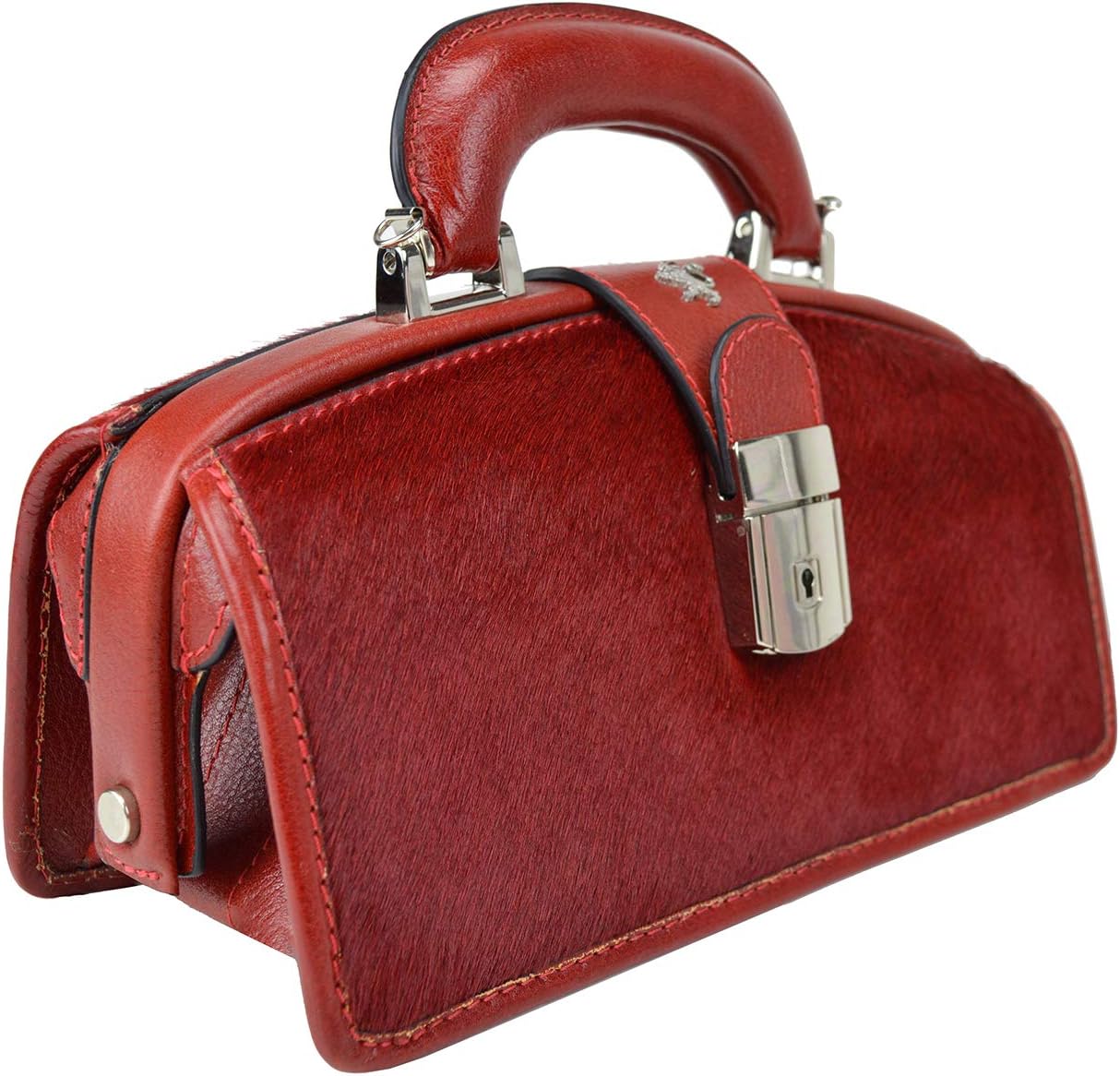 Pratesi Leather, Leather Bag for Women Lady Brunelleschi Cavallino Handbag in real leather - Lady Brunelleschi C120/N Cherry