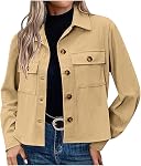 Women 2024 Shacket Fall Soft Corduroy Short Jacket Long Sleeve Lapel Button Down Cardigan Coat Trendy Outwear