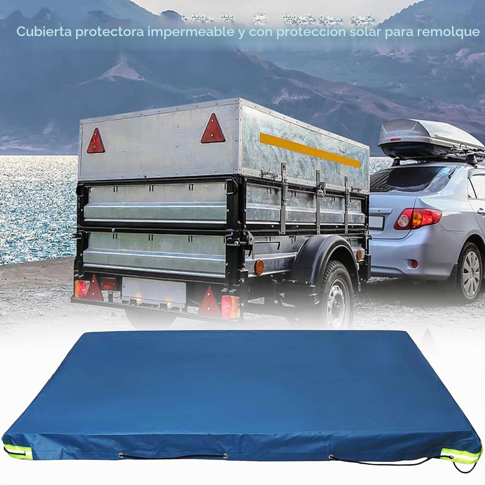 Lona para Remolque,Lona Plana para Remolque 210x115x10cm,Lona Remolque,Fundas para Remolque Plana Oxford 420D,con Cuerda de 8m,Lonas Impermeables Exterior,para Remolques de Coches