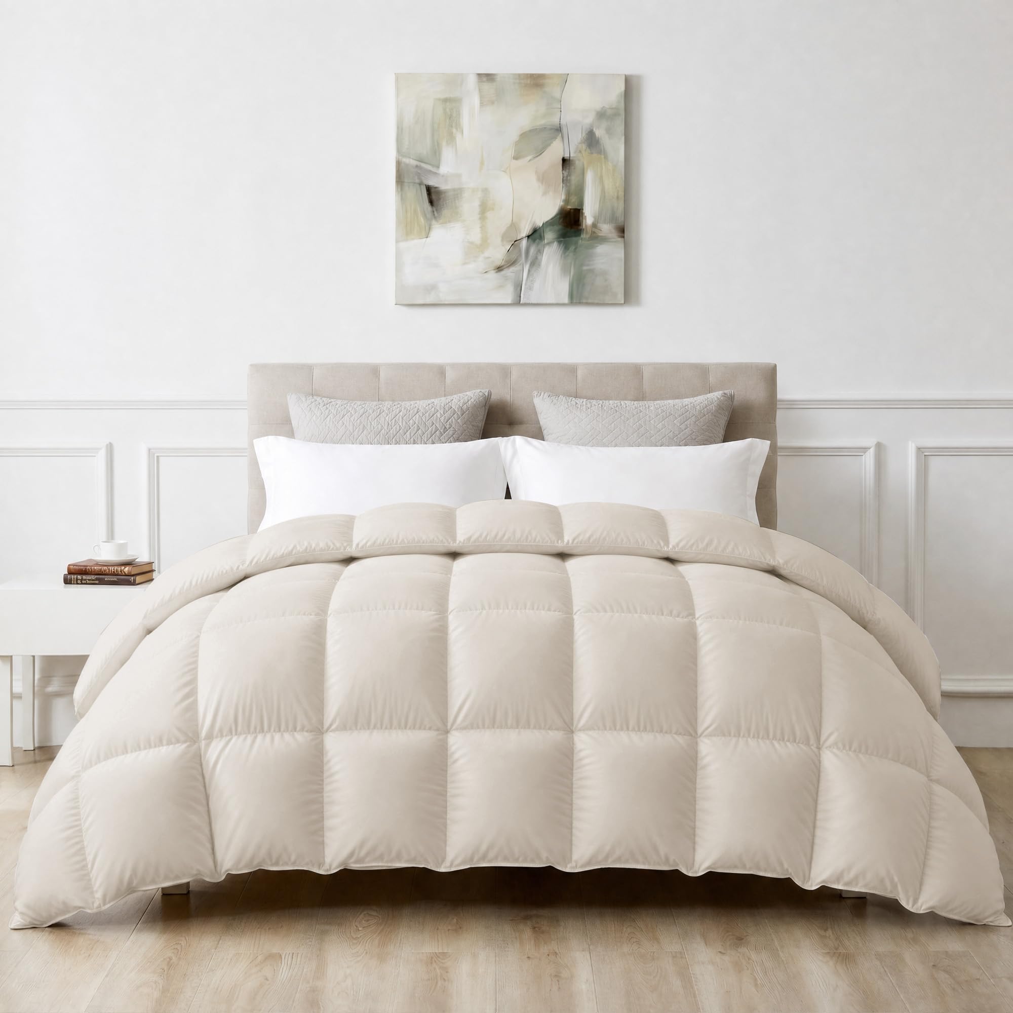 puredown Goose Feather Down Fiber Comforter Twin Size, Cream