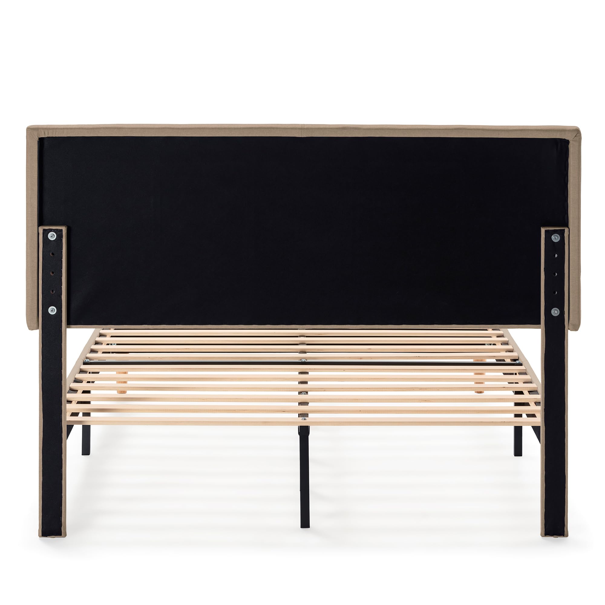 HOMN LIVING Estructura de Cama tapizada Lauren de 30 cm, Base para colchón 150x190 cm, Somier de láminas de Madera, Montaje Sencillo, Beige