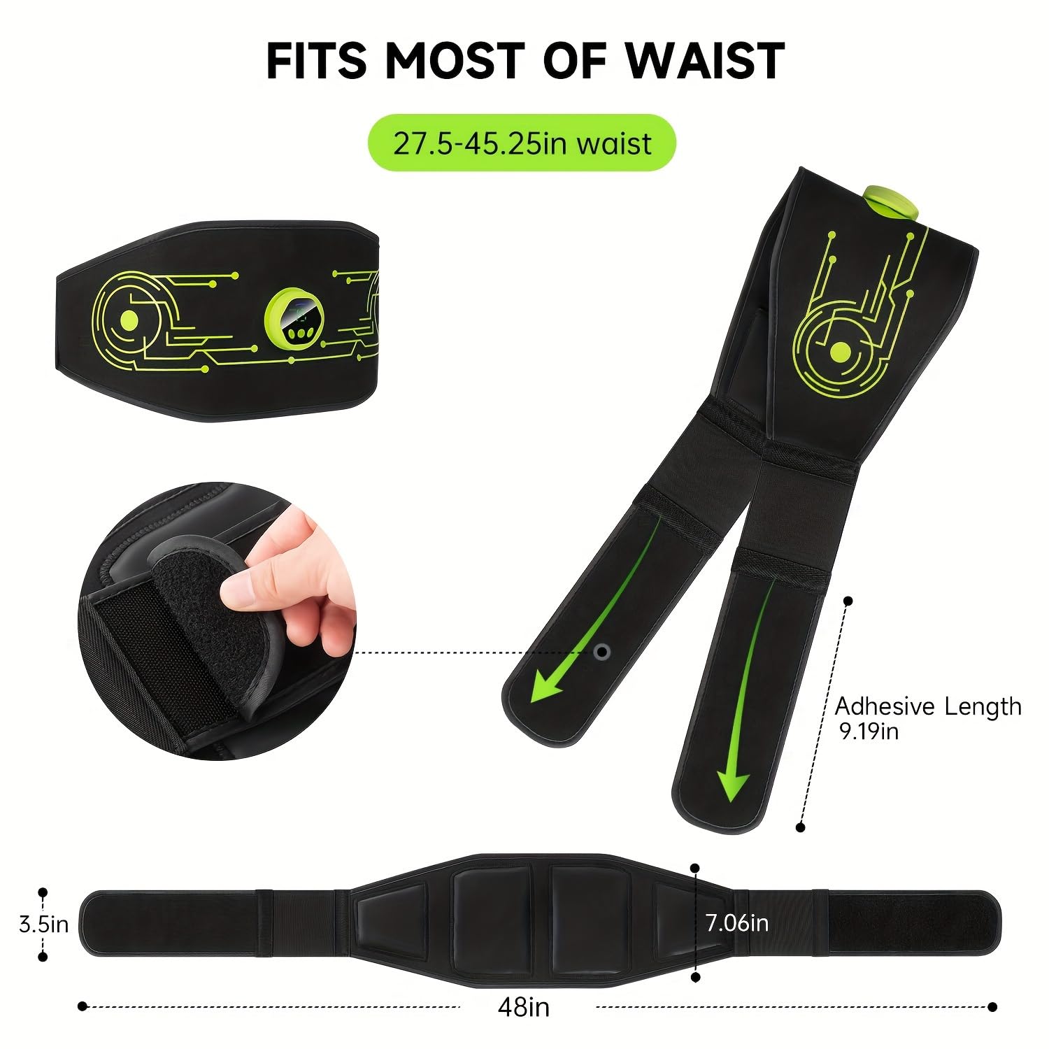 Braload EMS Bauchmuskeltrainer Elektrisch, EMS Trainingsgerät für den Bauch, EMS Muskelstimulationsgürtel – 4 Stimulationszonen, 6 Modi, Sanfte Heim-Übungen, Unisex (Grün)