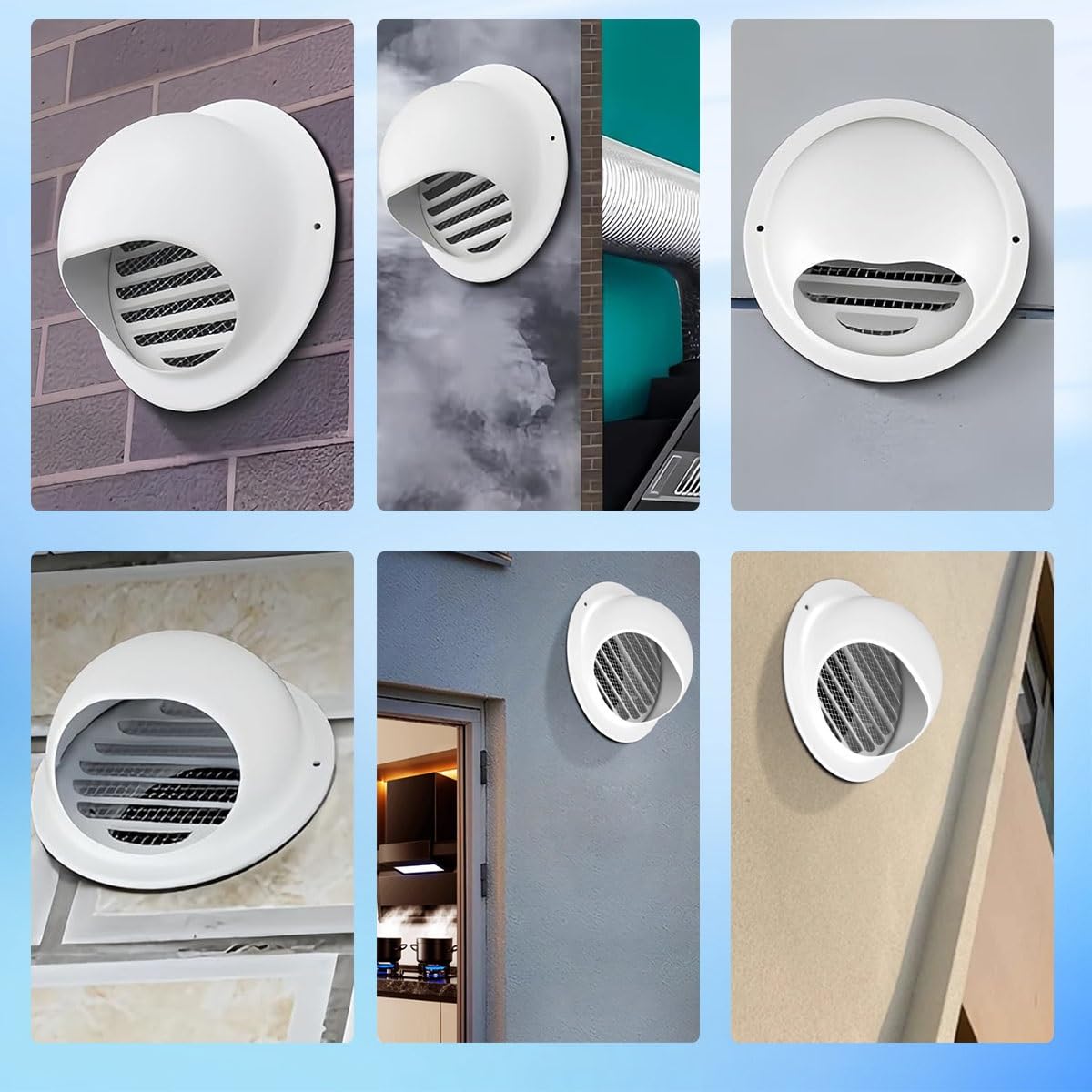 Griglia di Ventilazione in Acciaio Inox da 80 mm a 300 mm, griglia di Ventilazione Rotonda da 100 mm con Rete Anti-Insetti e Fibbia, griglia di Ventilazione in Acciaio Inox per Cucina, bagn