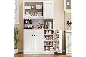 71" Tall Kitchen Pantry Cabinets with Microwave Stand