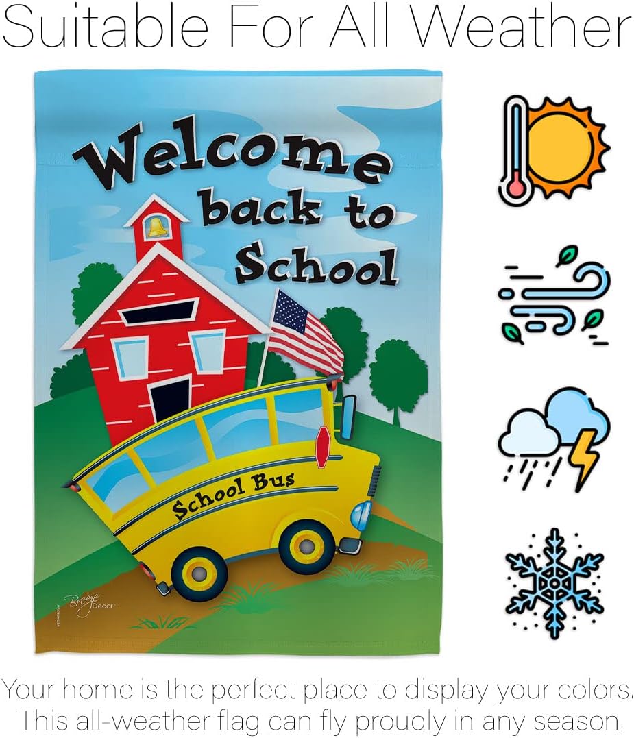Breeze Decor H115090 School Bus Special Occasion School & Education Decorative Vertical House Flag, 28" x 40", Multicolor