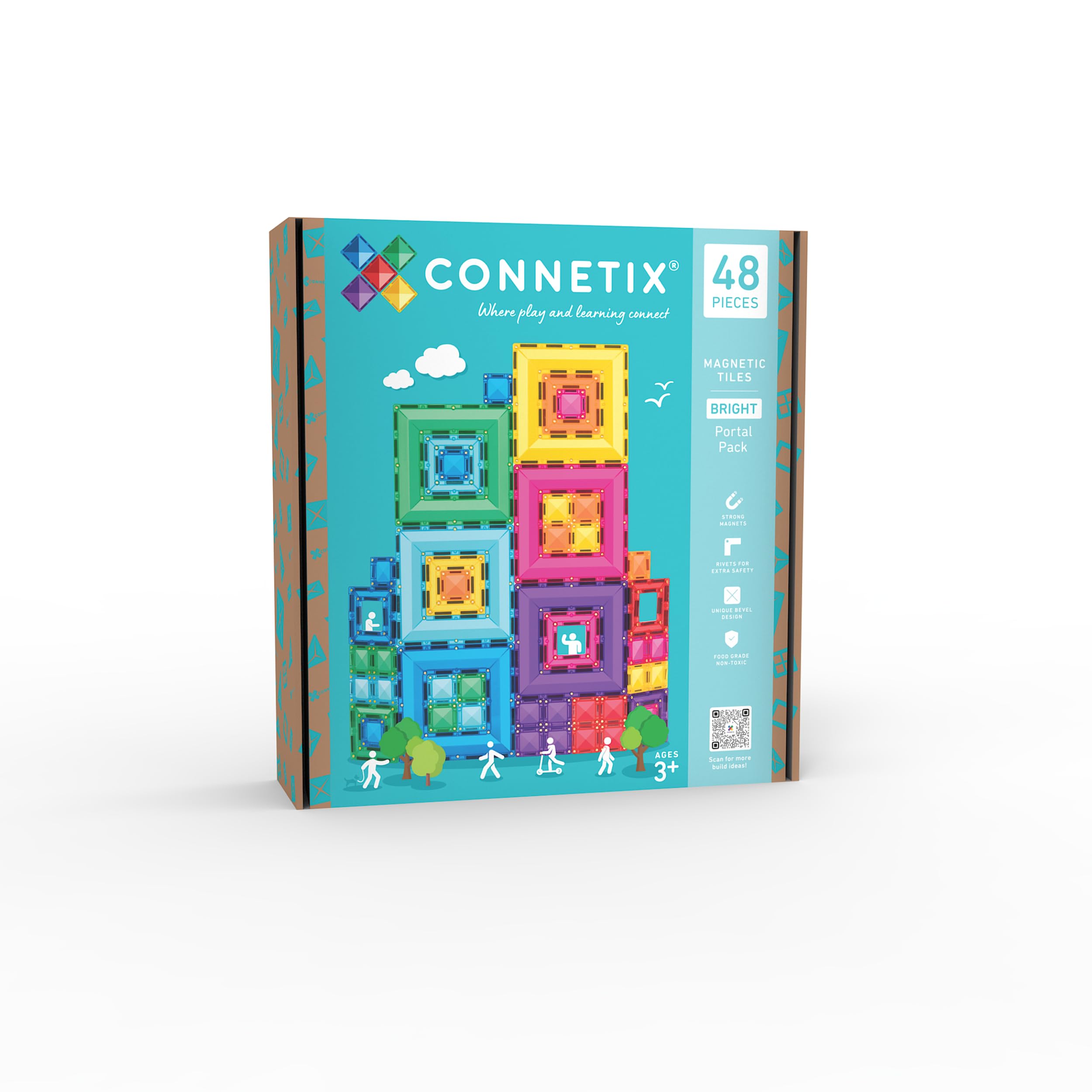 Amazon.com: CONNETIX Magnetic Tiles Bright Portal Pack, 48 Pieces