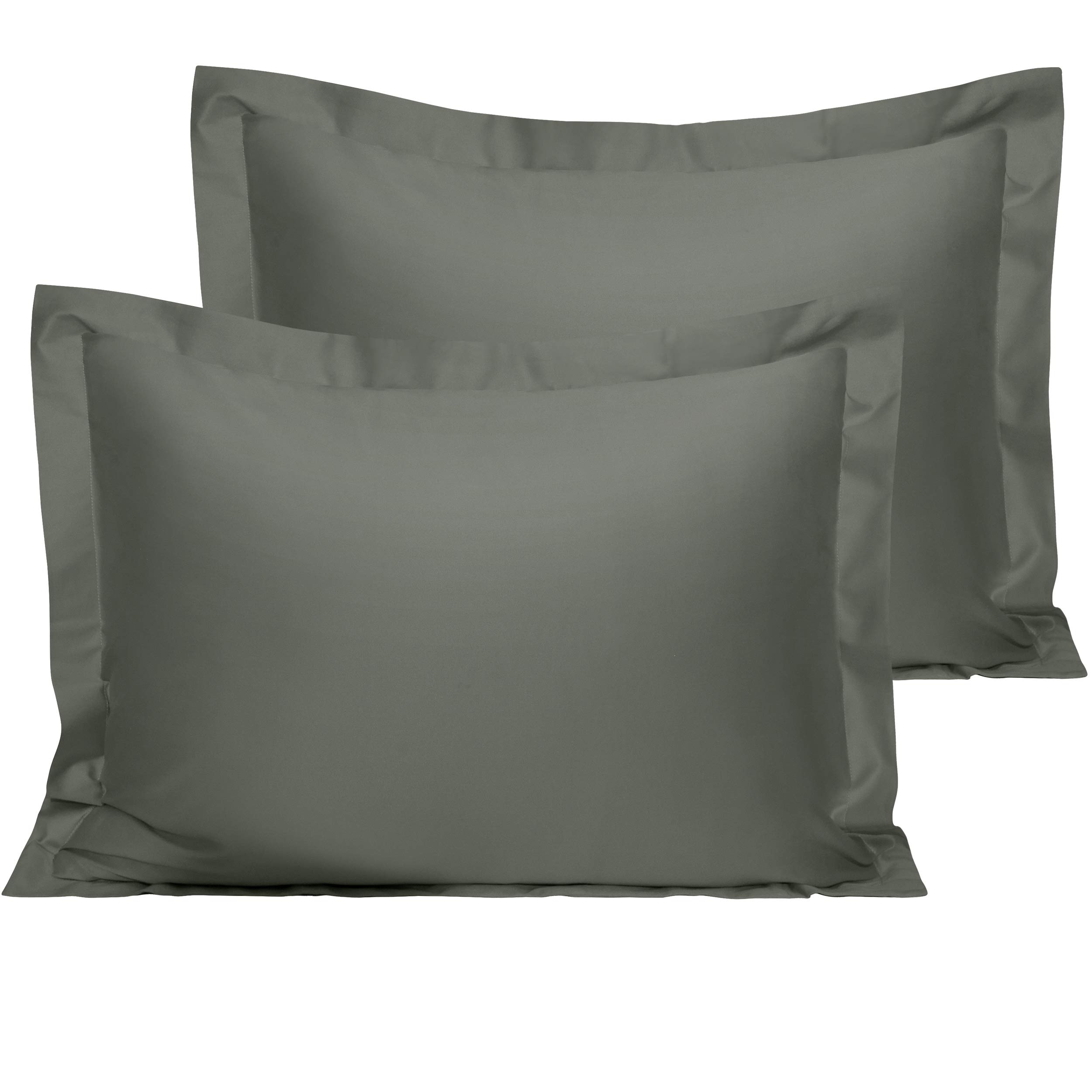 NTBAY Standard Egyptian Cotton Sateen Pillow Shams, Set of 2, Dark Grey — image 1