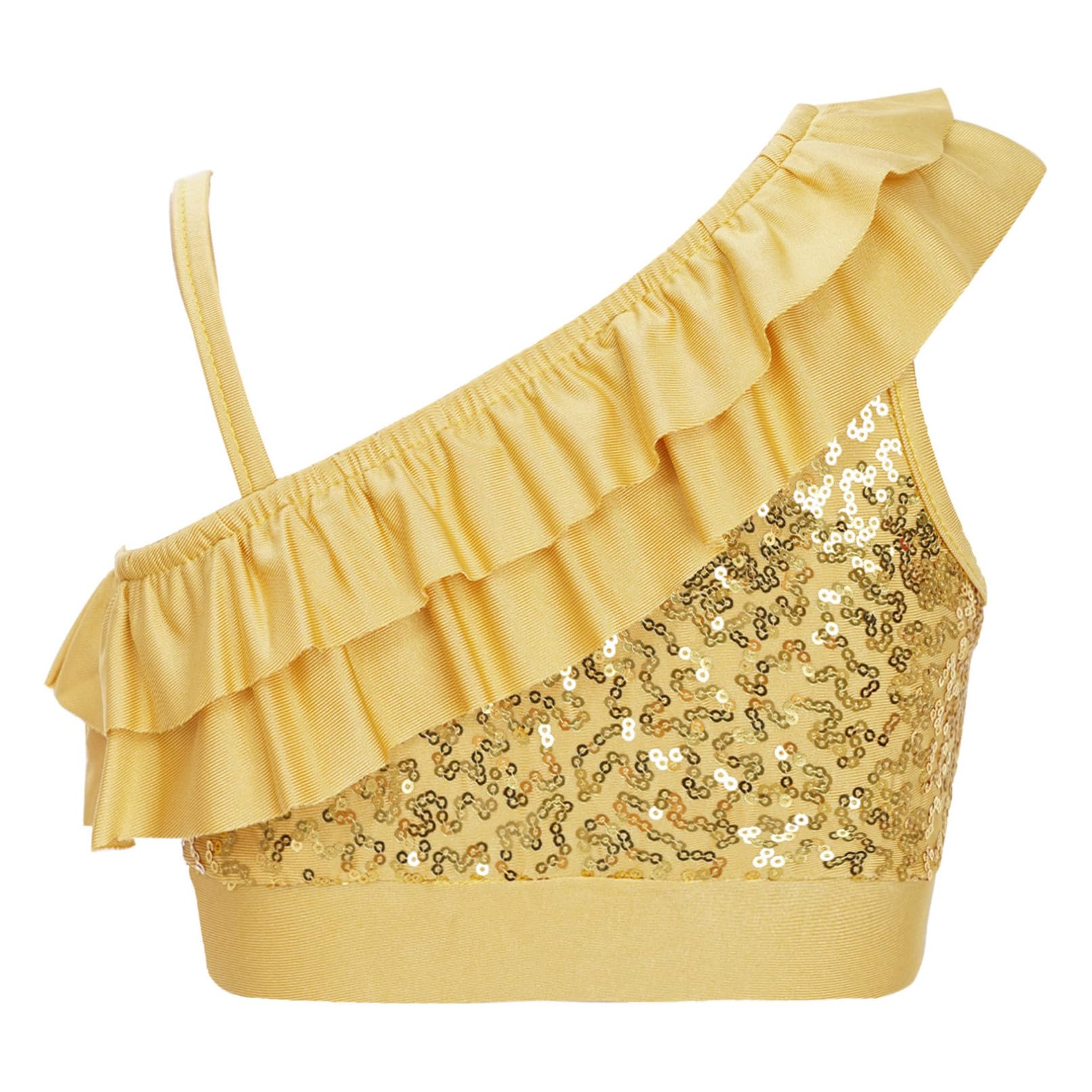 YiZYiF Ragazze Costume da Ballo con Paillettes 2 Pezzi Abito da Ballo Latino Americano Crop Top + Slip con Nappe