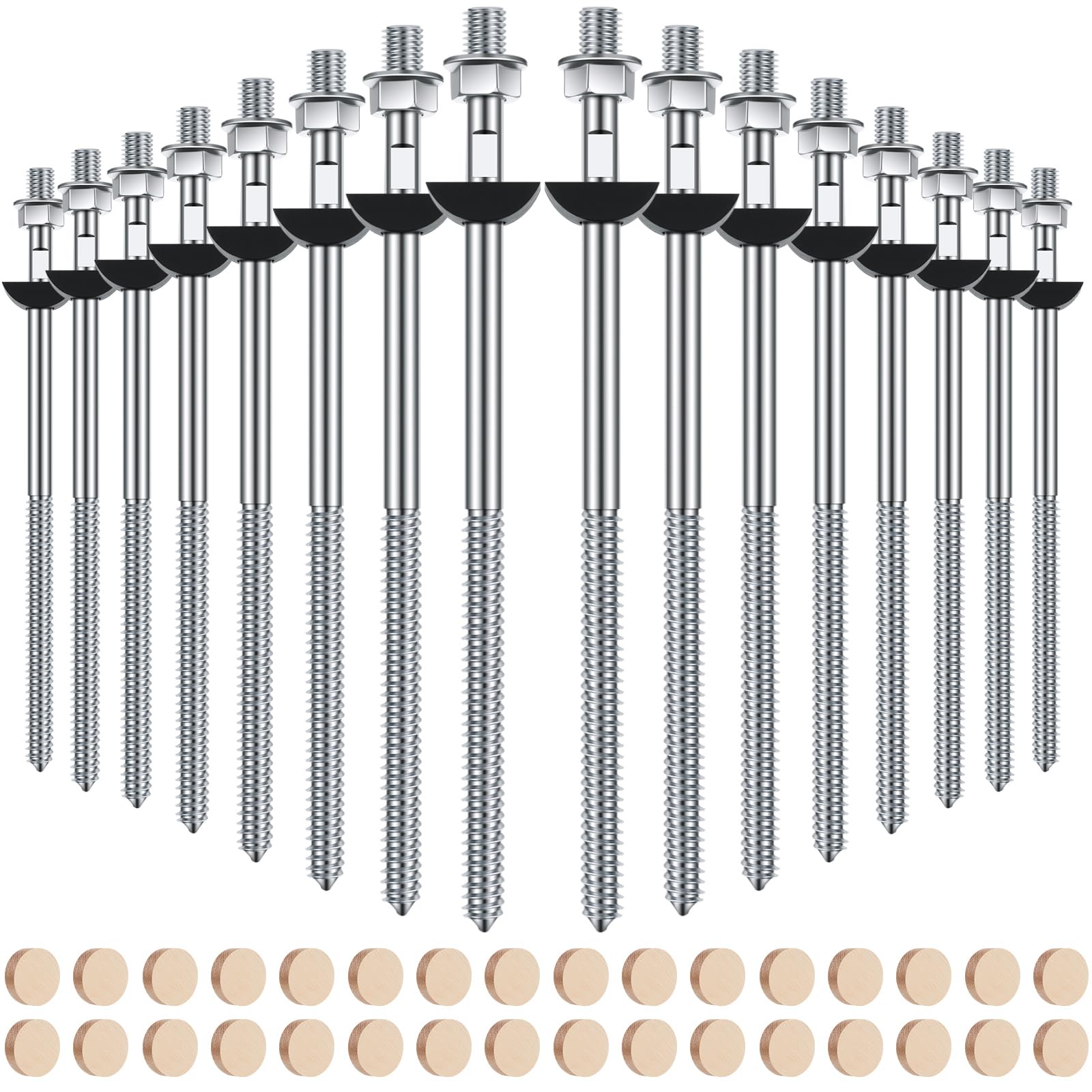 Shimeyao 16 Set Wood Newel Mounting Kit Newel Post Fastener Installation Kit for Residential and Commercial Installation, Anchors Post Directly to Wood or Concrete Floor — image 1