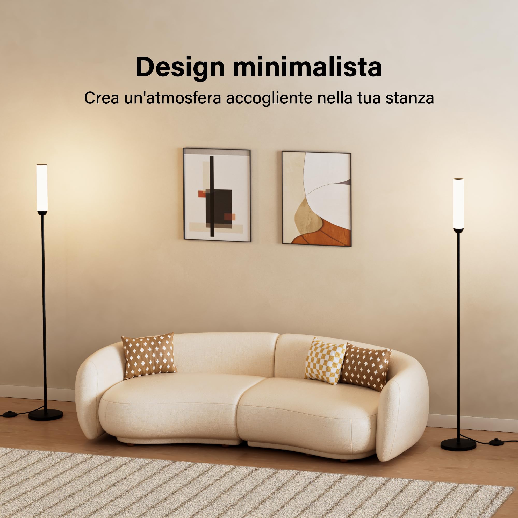 LED Stehlampe Wohnzimmer Dimmbar, Deckenfluter LED Dimmbar, Moderne Standleuchte Wohnzimmer mit Fernbedienung & 5 Farbtemperaturen Stufenlos, Schwarz