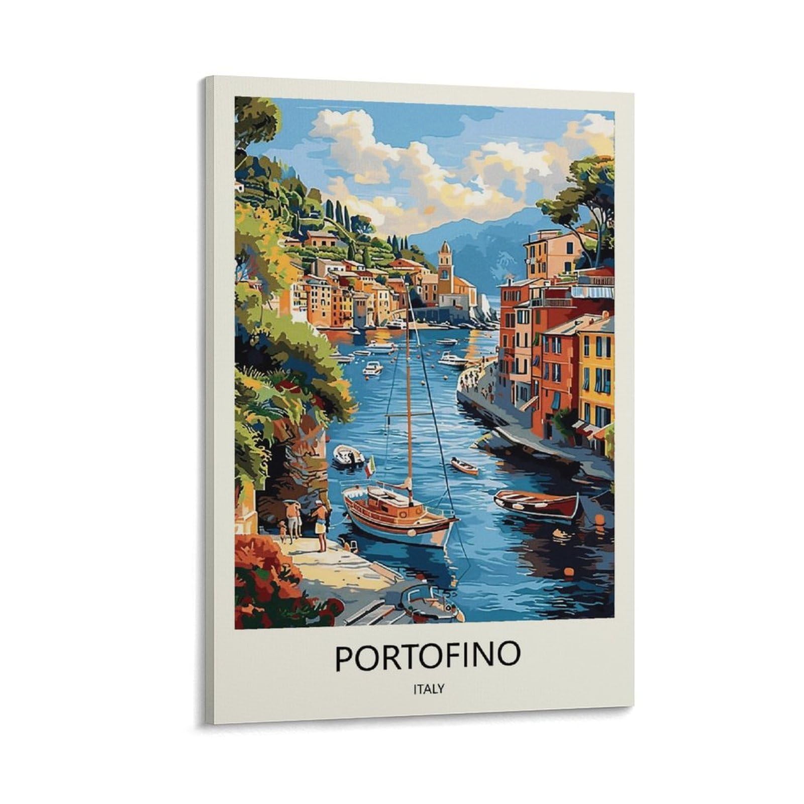 YJNENG Canvas Art Picture Portofino Italy Wall Decor Art Painting Posters Modern Family Decorative Poster 20x30inch(50x75cm)