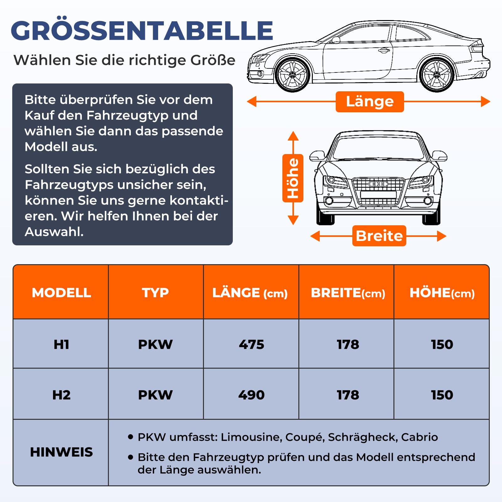 Hagelschutzplane Auto, Wasserdichter Verdickter Hagelschutz Auto Autoabdeckung Hagelschutz PKW Hagelschutzgarage für Limousine Schwarz (PKW: 450 - max.475cm Länge)