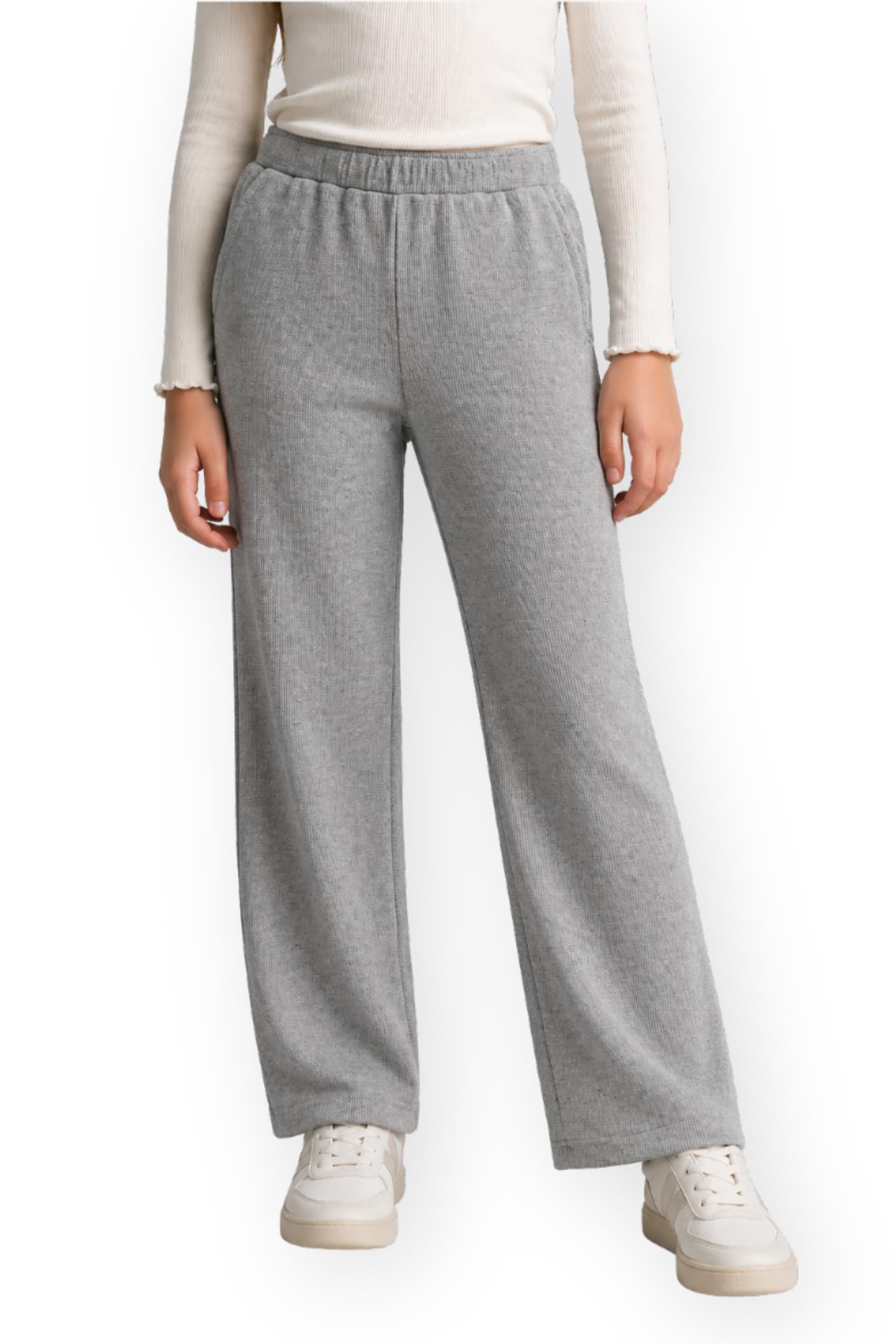 Alan Jones Clothing Girls Stretch Waffle Straight Pants | Elasticized Drawstring Waist | Soft & Breathable | Ages 7–16 Years-image-47