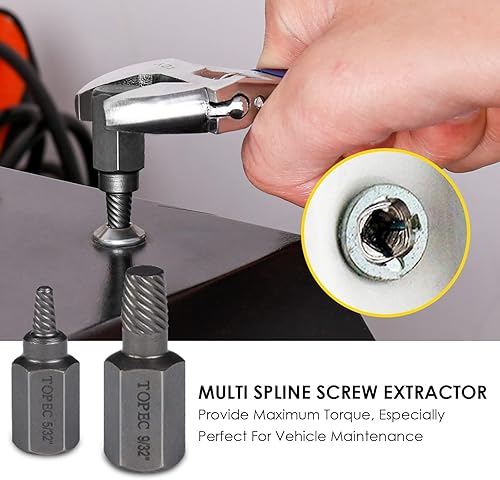Miniatura 5 de Topec Kit extractor de pernos, 29 piezas extractor de tornillos y juego de brocas para mano izquierda, enchufe removedor de tuercas peladas fácil de