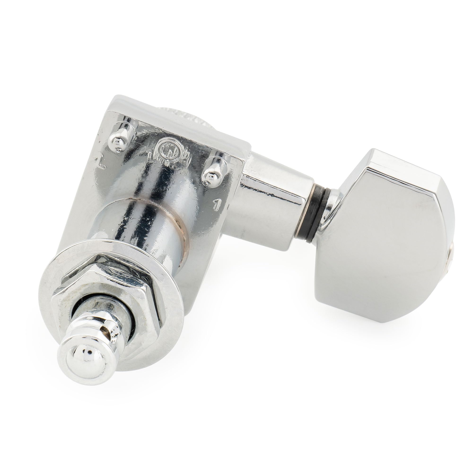Musiclily Pro Zurdos 6 en línea 2-Pin Clavijas de Afinación Bloqueo 18:1 Ratio Clavijeros Bloqueantes con Botón Hex para Guitarra Eléctrica Fender Strat Tele, Cromado