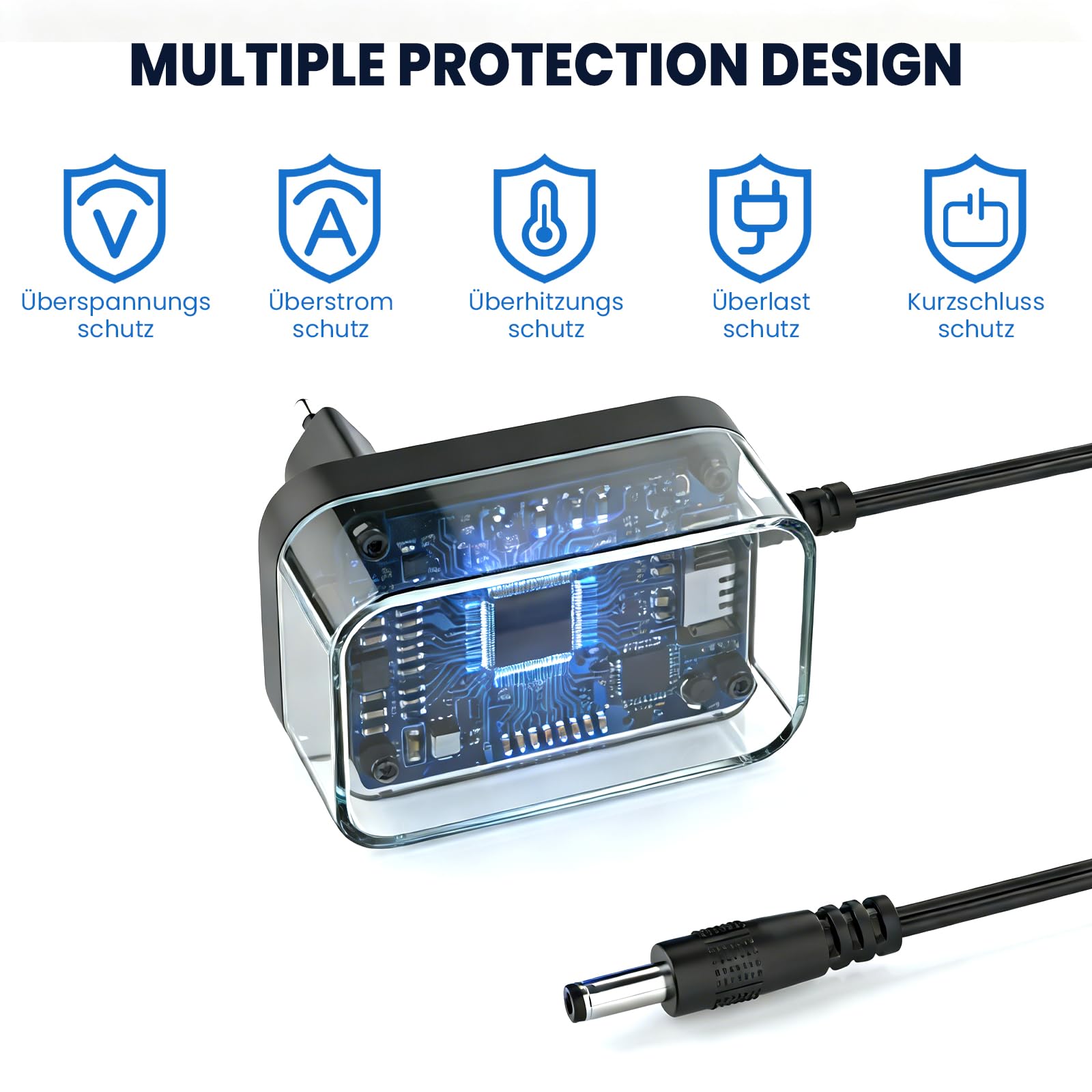 12 V zasilacz sieciowy 2 A AC adapter 200-240 V do DC 12 V 500 mA 1000 mA 1500 mA 2000 mA wtyczka 5,5 x 2,1 mm z 8 wtyczkami DC transformator uniwersalny do oświetlenia LED, zewnętrznego dysku