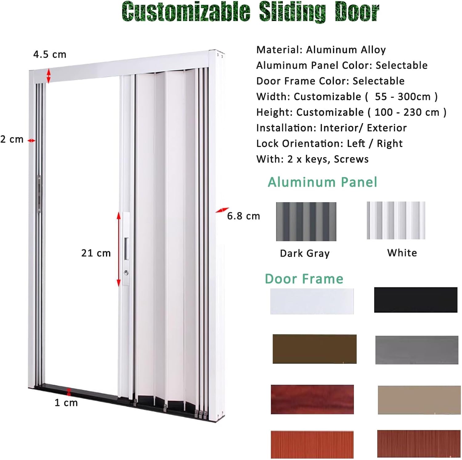 Aluminum Accordion Folding Door for Bathroom, Invisible Sliding Room Divider with Lock & 2 Keys, Retractable 44x80in Privacy Solution for Living Rooms & Offices