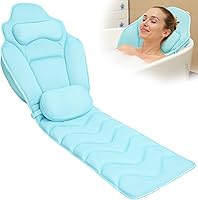 IdleHippo Full Body Bath Pillow for Tub - 61" Extra Long 4D Air Mesh with Head, Neck & Lumbar Support, Non-Slip Suction Cups