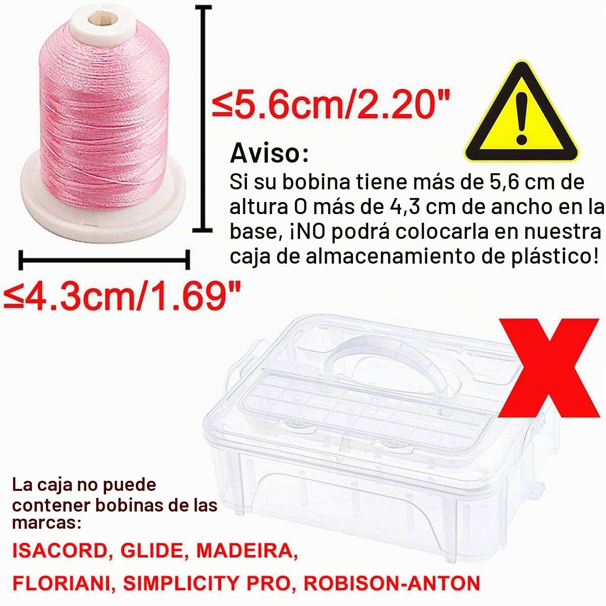 New brothread 4 Capas Apilable Caja/Organizador de Almacenaje Transparente para 80 Bobinas de Hilo de Coser y Bordar casero (Requisito de Tamaño del Bobina: Altura≤5,6cm; Anchura≤4,3cm)