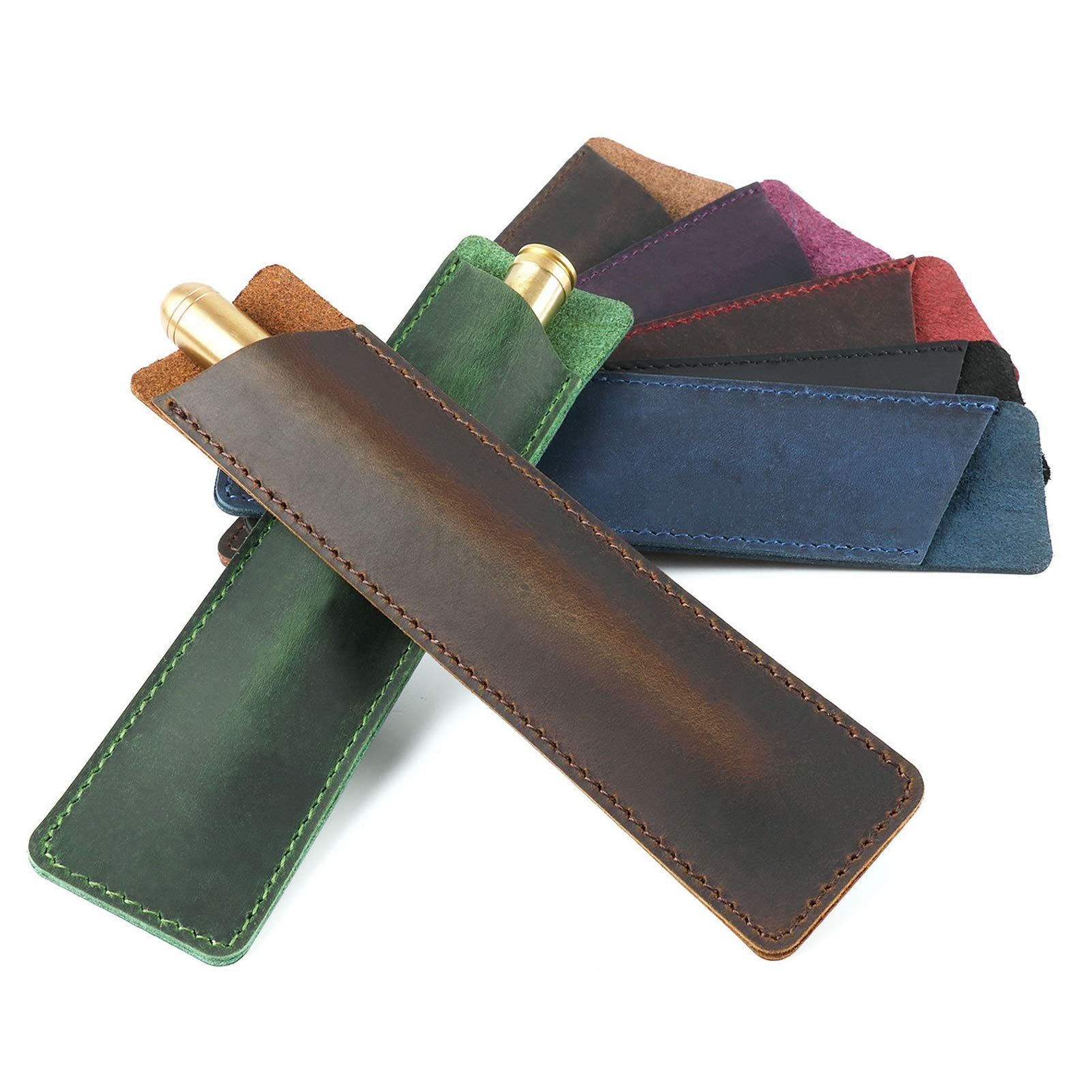 ACiyD Estuches para lápices Estuche para bolígrafos de Cuero Genuino Estuche para lápices para Estudiantes jóvenes (Color : Coffee, Size : 16x4cm) (Color : Black, Size : 16x4cm) (Brown 16x4cm)