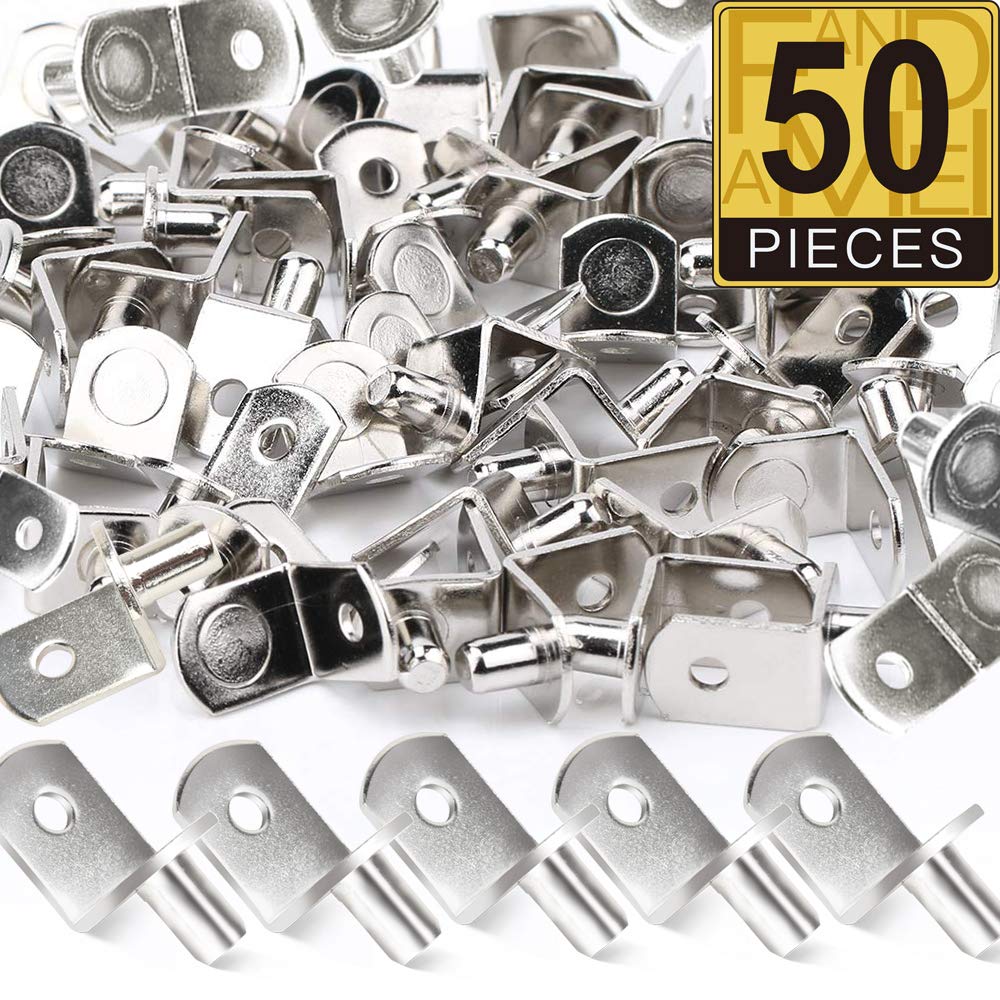 Buy 50 Pack Shelf Support Pegs, FANDAMEI 6mm LShaped Metal Nickel