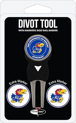 Vista 3 de Team Golf NCAA - Herramienta Divot con 3 marcadores de pelota de golf, los marcadores son esmaltes magnéticos extraíbles de doble cara