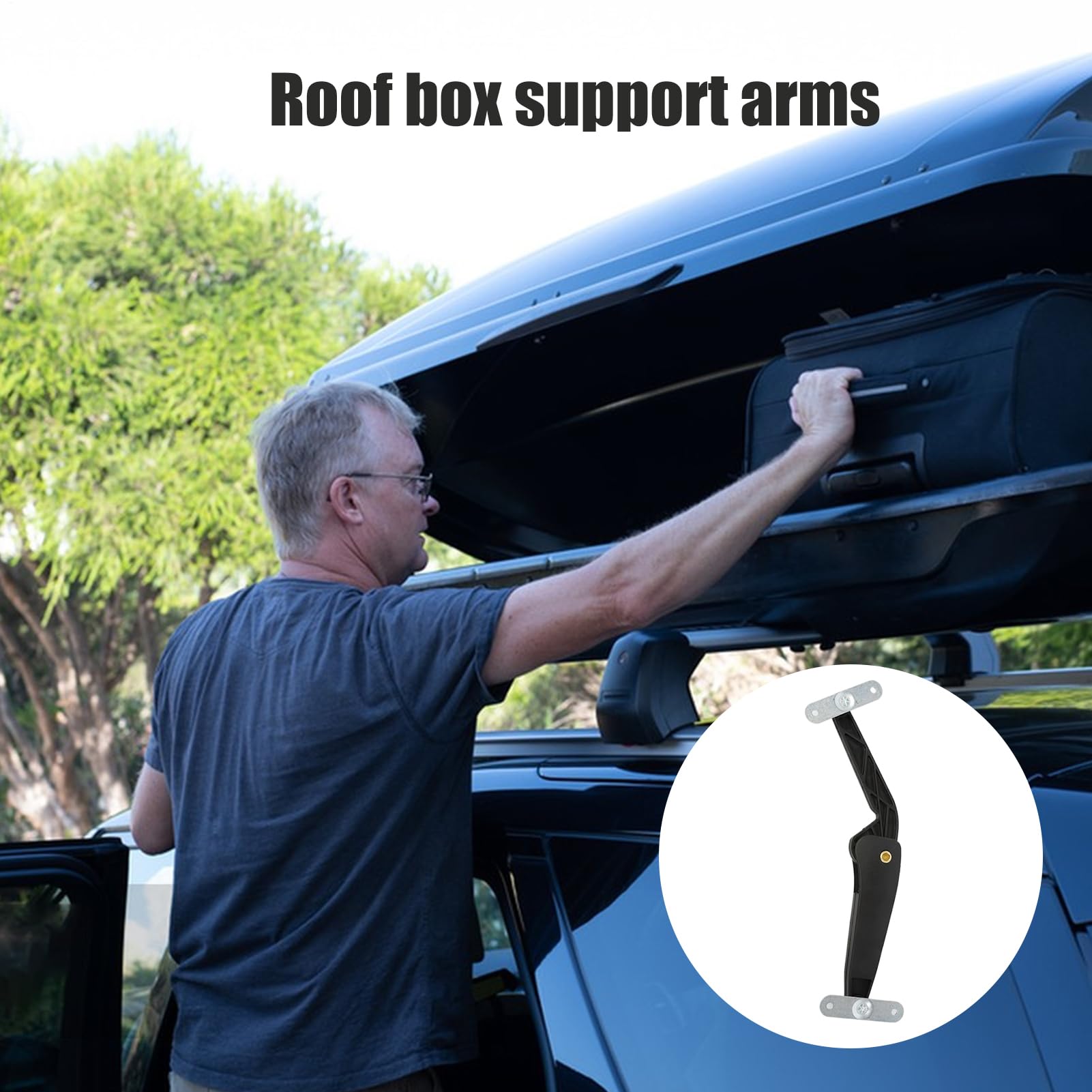 2 Pack Bras de Support pour Coffre de Toit, Support de Coffre de Toit, Support de Bagages pour Véhicule Résistant aux Chocs, Bras de Support Robuste pour Transport et Stockage Sécurisé