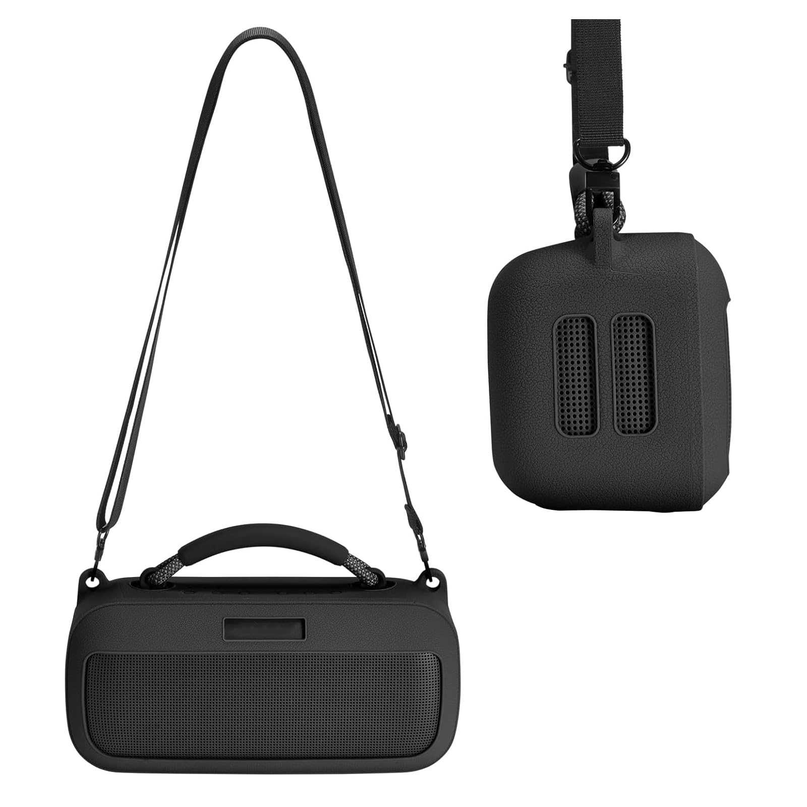 Funda de Silicona para Bose SoundLink MAX Altavoz portátil,Soundlink MAX Estuche de Viaje Portátil Protector Bolsa de Transporte con Correa Hombro(Negro)