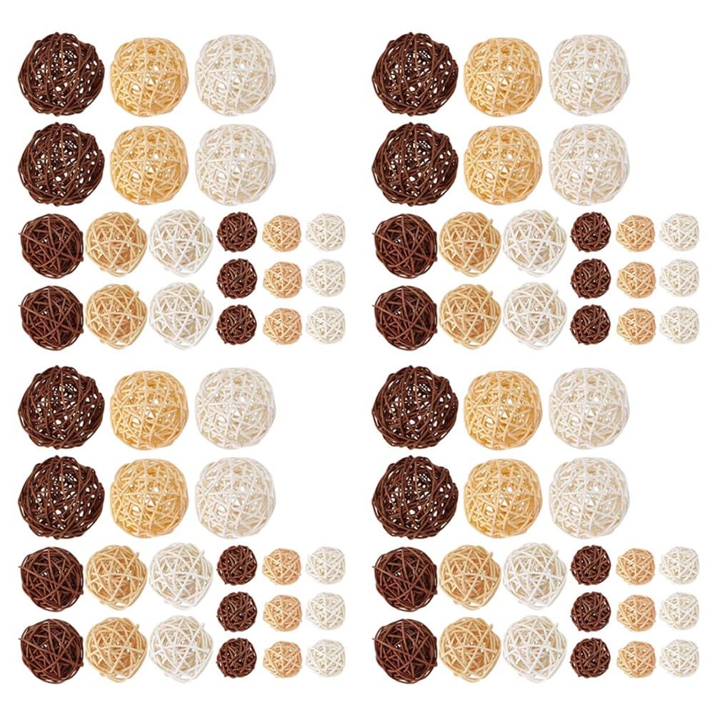 Hndhbfgrt 84 Pcs/Lot Mixed 3 Colors Rattan Balls Vase Fillers for Wedding Party, Assorted Three Size