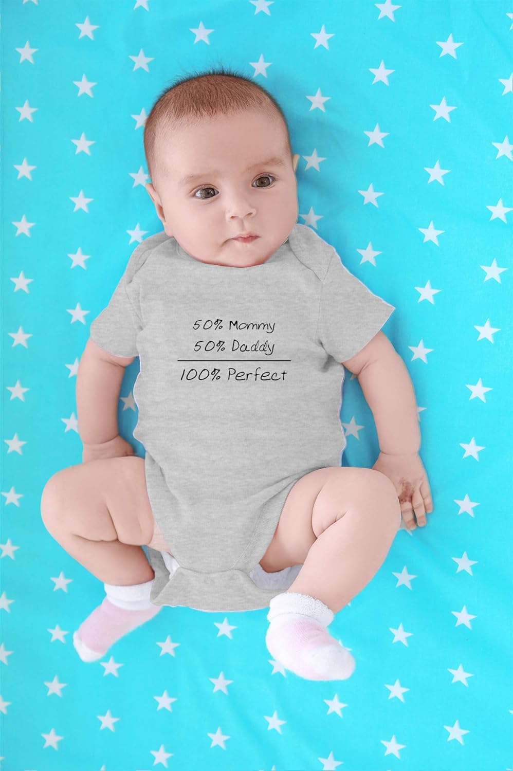 Crazy Bros Tees 50% Mommy, 50% Daddy, 100% Baby Bodysuit Funny Cute Boy Girl Infant Outfit Adorable Romper - Image 4
