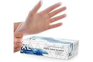 Powder Free Disposable Gloves | X Large | 100 Pack Clear Vinyl Medical Exam Gloves