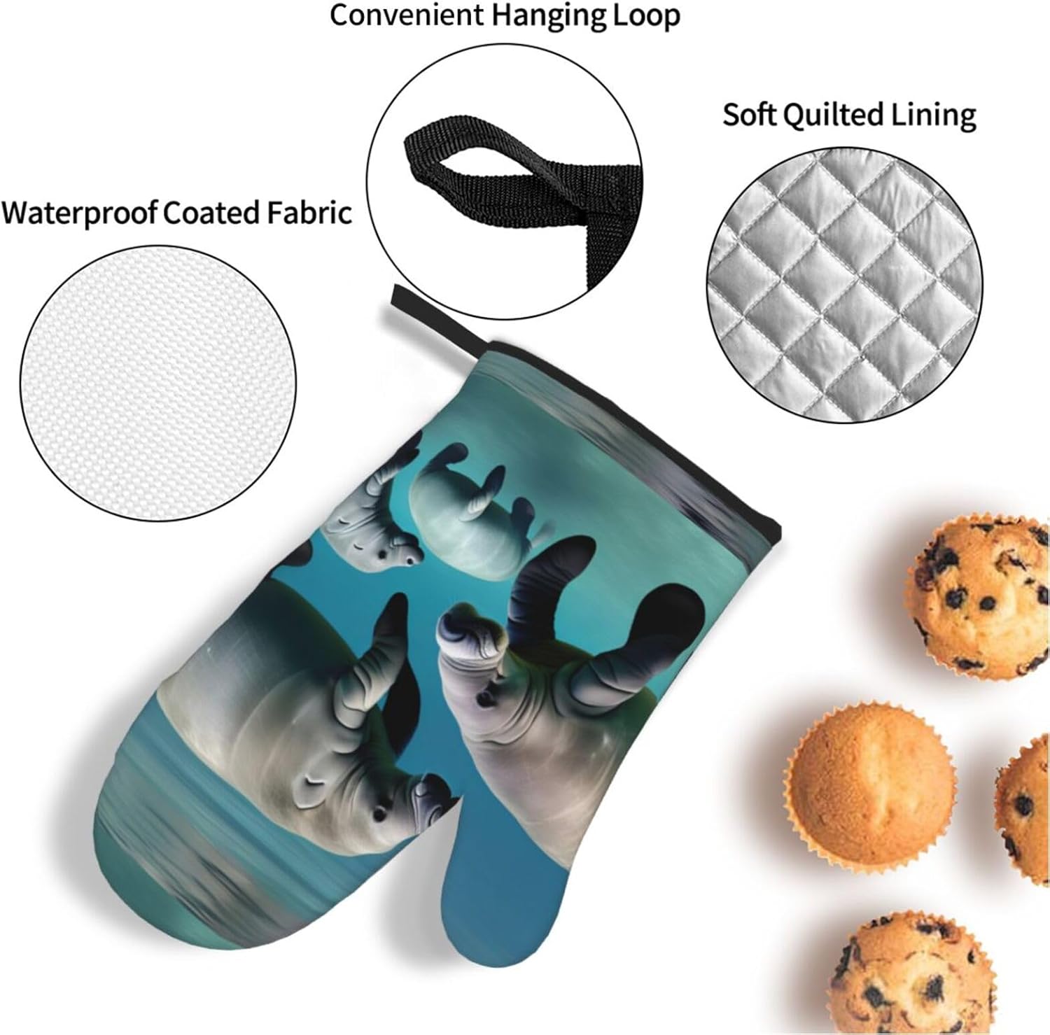 Manatee Animals Kitchen baking four piece set, fit for cooking and baking, oven, microwave, and outdoor barbecue