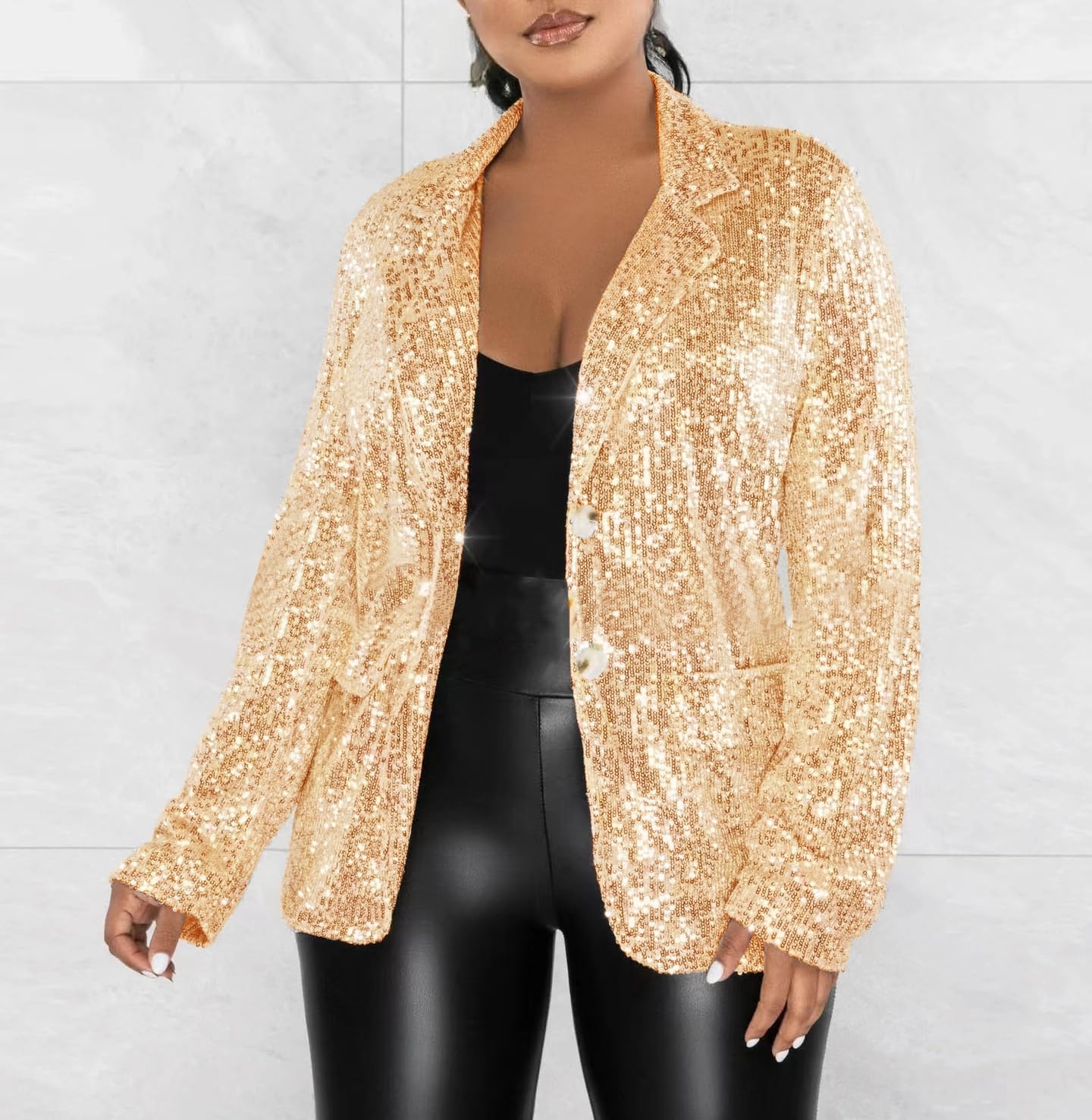 Rebeca Mujer,Chaqueta De Lentejuelas para Mujer Cárdigan De Fiesta De Discoteca con Purpurina Y Manga Larga con Abertura Frontal Elegante Y Formal con Lentejuelas De Carnaval Color Negro Verde XXL