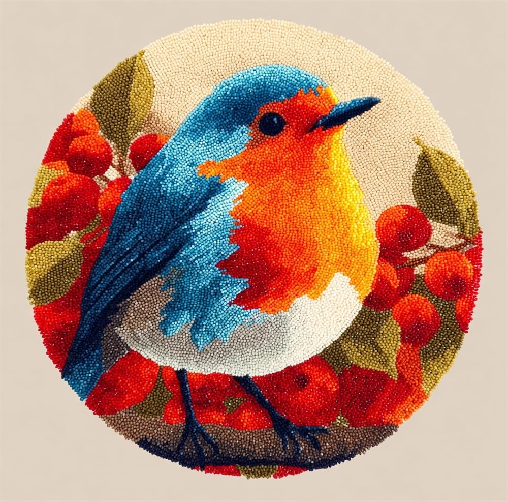 kitphoenix DIY Crochet Carpet for Beginners, Robin Christmas Bird