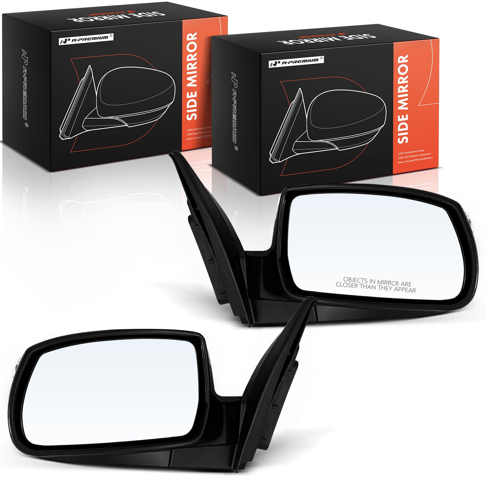 A-Premium Pair (2) Driver and Passenger Side Power Door Mirror Compatible with Hyundai Tucson 2010-2015 - Heated Manual Folding Black Outside Rear