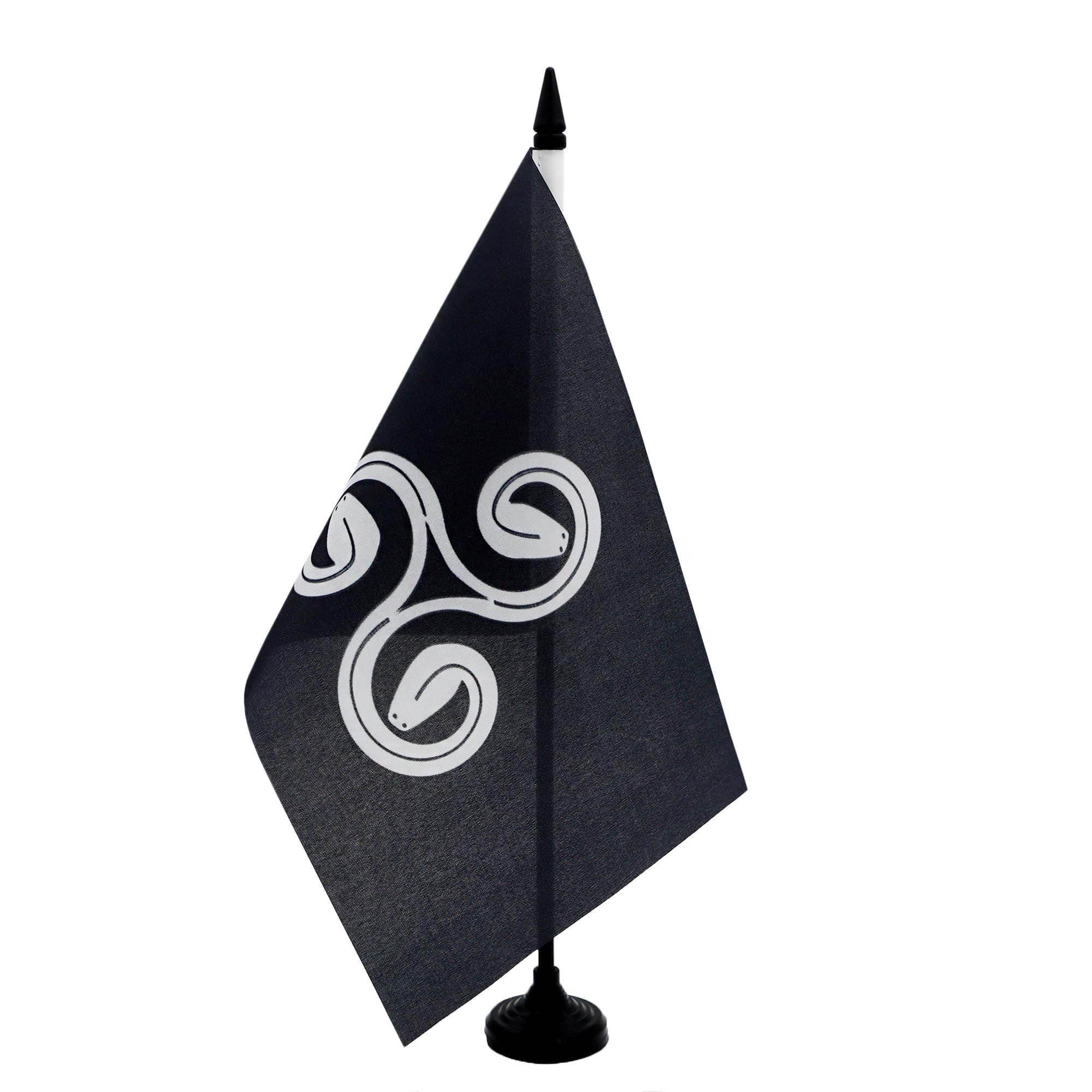 AZ FLAG Brittany Triskell Triserpent Table Flag 21x14 cm Plastic Base