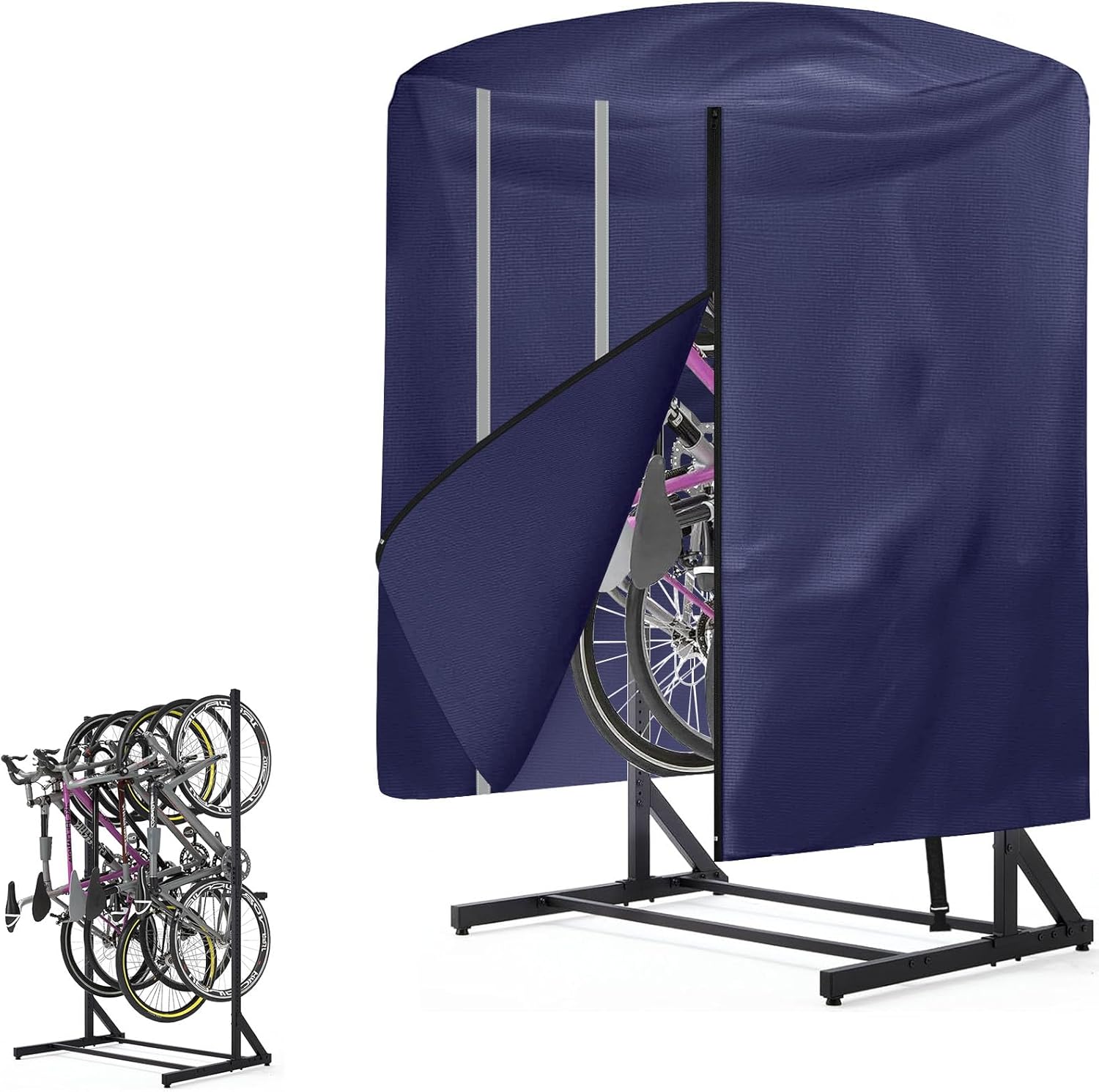 Dasmiro Vertical Bike Rack Cover - Waterproof Tear-Proof Garage Storage for 3-8 Bikes, Indoor/Outdoor Protection from Rain Snow Dust