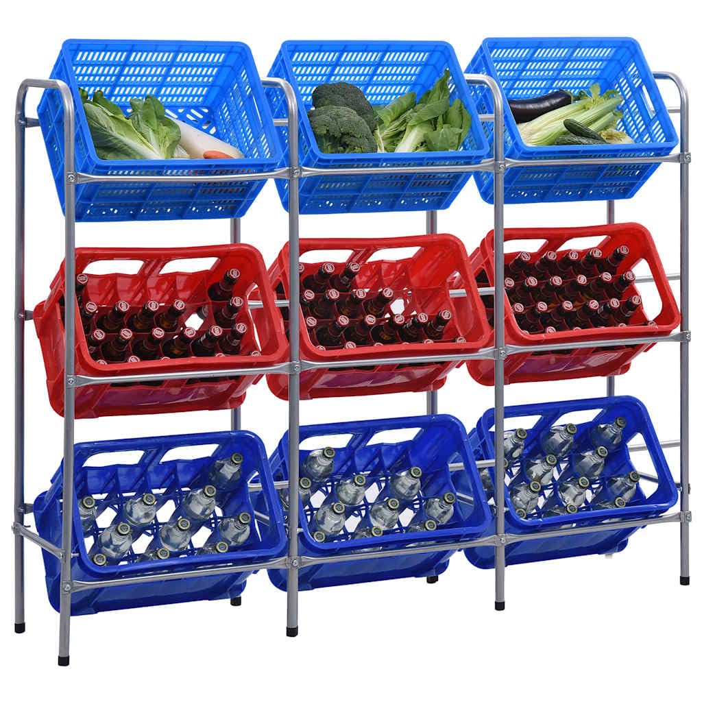 Générique Étagère de Rangement pour 9 caisses Argenté 145x33x116 cm Acier,Entreprise & Industrie,Stockage Industriel,Étagères industrielles,285214