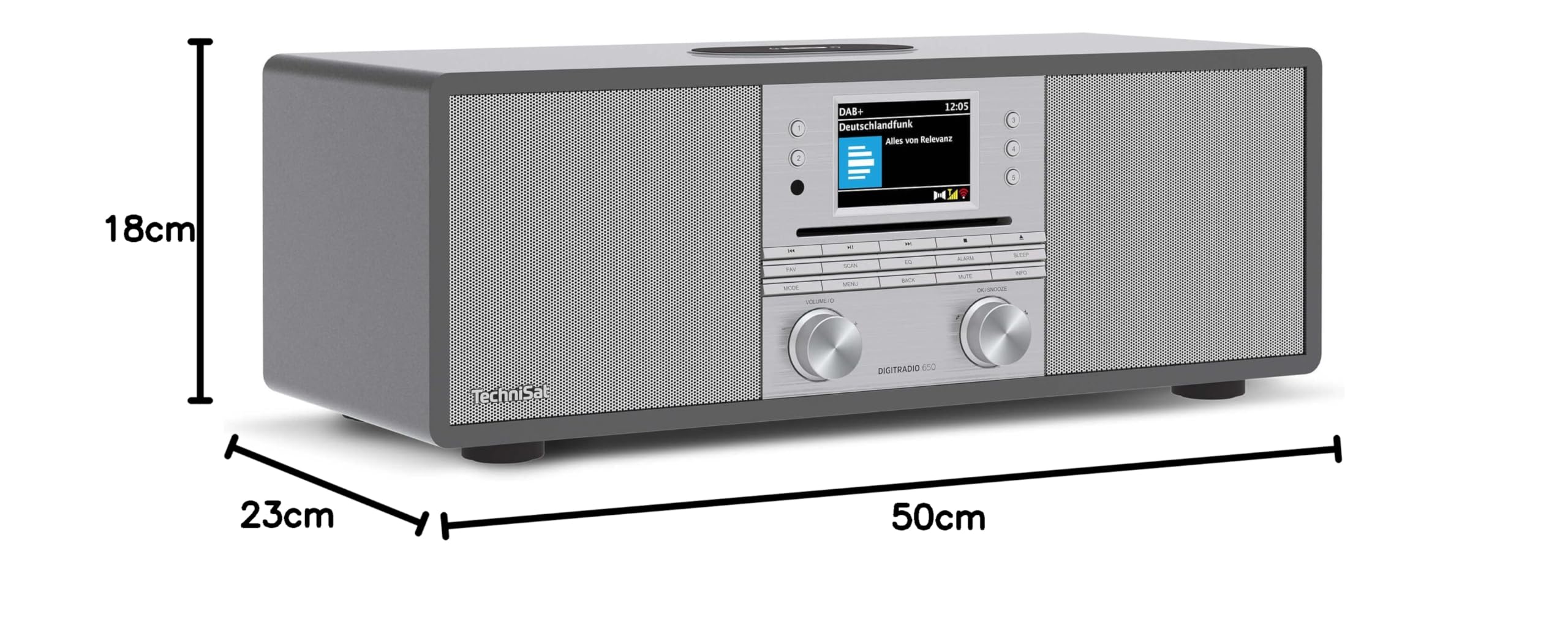 Technisat DIGITRADIO 650 - Kompaktanlage mit 70 Watt 2.1 Lautsprecher-System (Musik-Anlage mit Internetradio, DAB+, UKW, CD-Player, Bluetooth, App-Steuerung, Qi Ladestation, Spotify & Amazon Music)