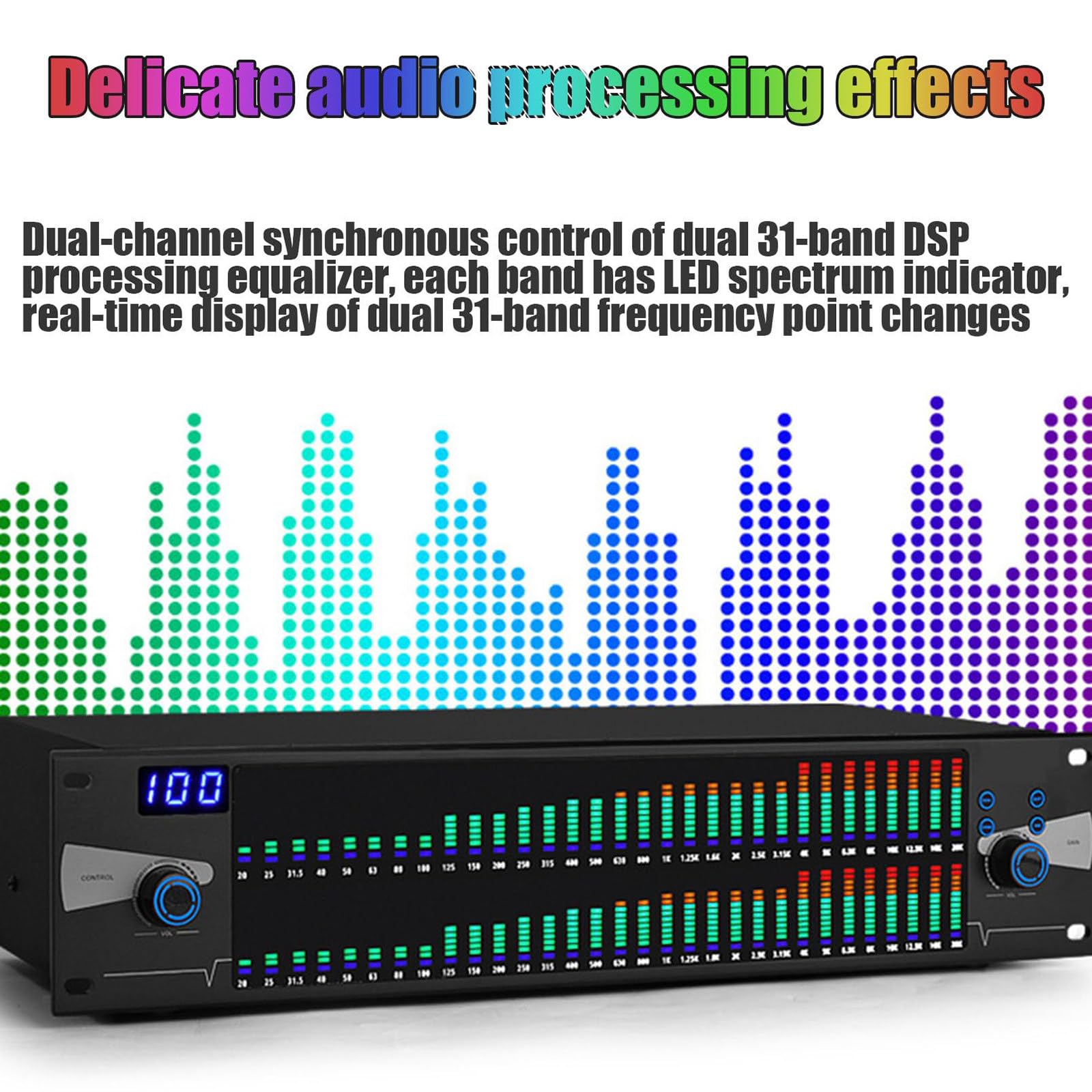 Ecualizador GráFico Profesional, Ecualizador De Audio Digital (Agudos, Medios, Graves), Pantalla De Espectro Dual De 31 Bandas, 10 Efectos Preestablecidos, Para Presentaciones En Escenarios De KTV