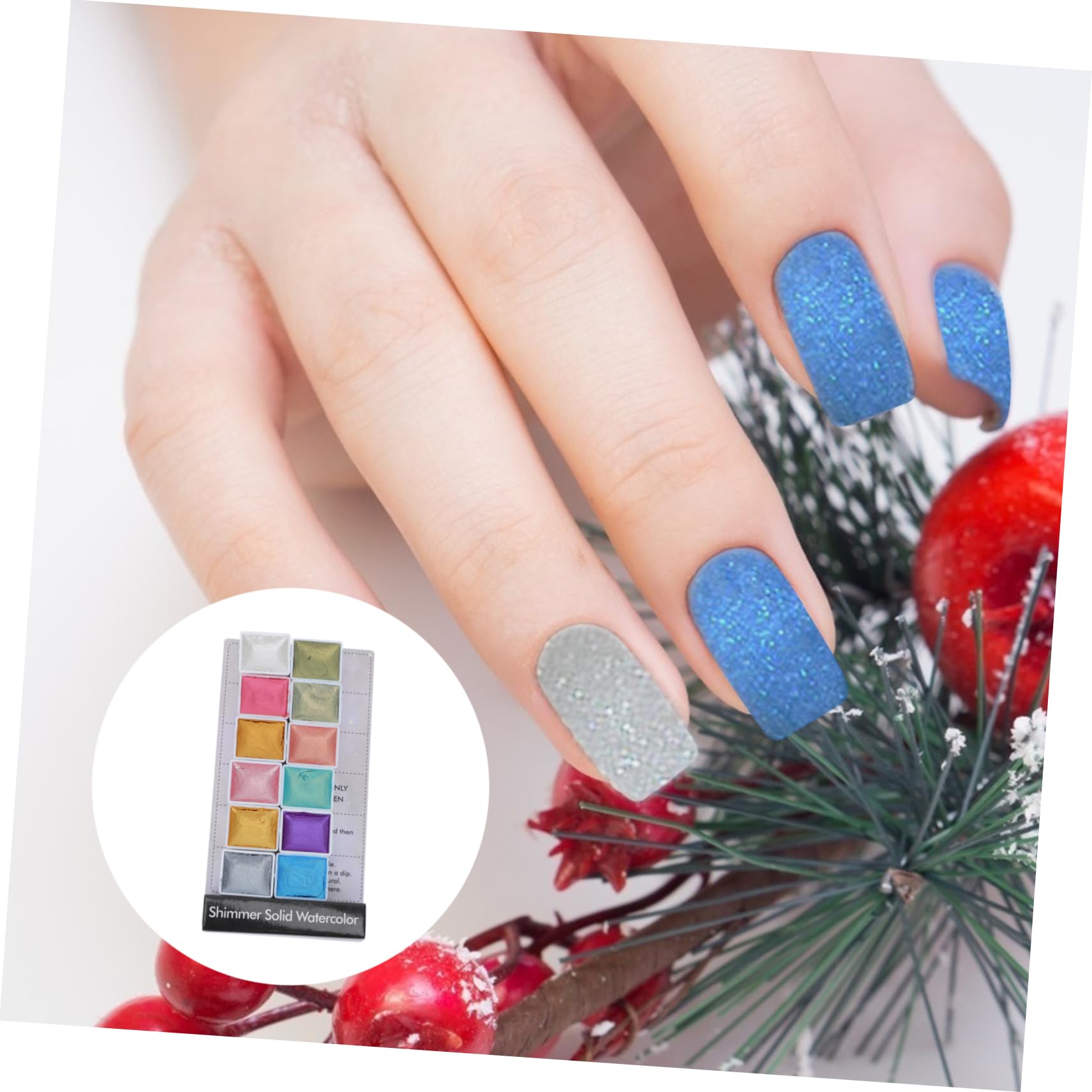 NUOBESTY 3 Scatole Pigmento solido perlescente brillantini per unghie glitter per unghie tavolozza bagnata acquerelli pittura per manicure pittura pigmento per manicure colla in