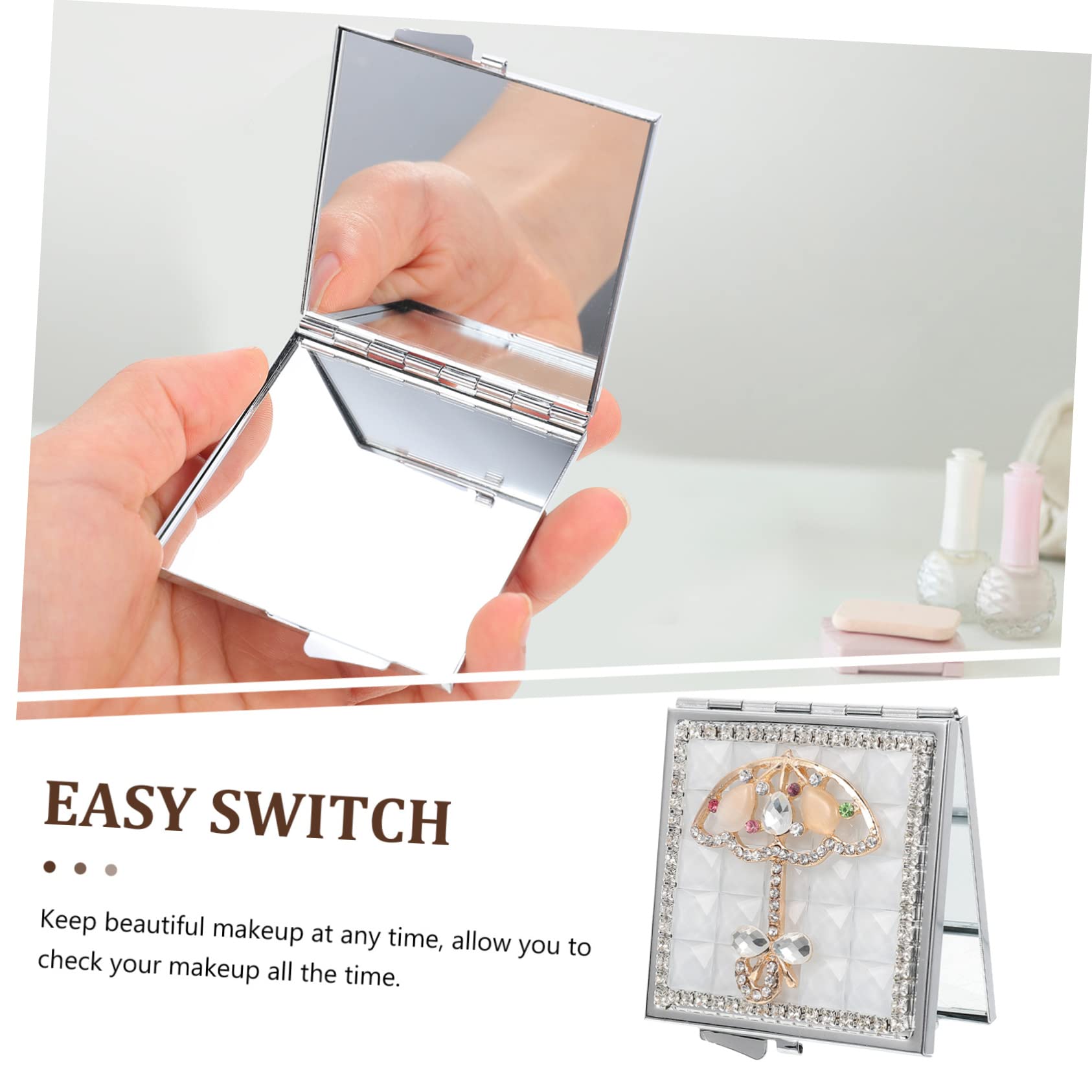 minkissy 3 Piezas Espejo Portátil De De Imitación Espejo Compacto De Doble Cara Compacto Personalizado Plegable Cartera Pequeña Metal De Belleza Viajar